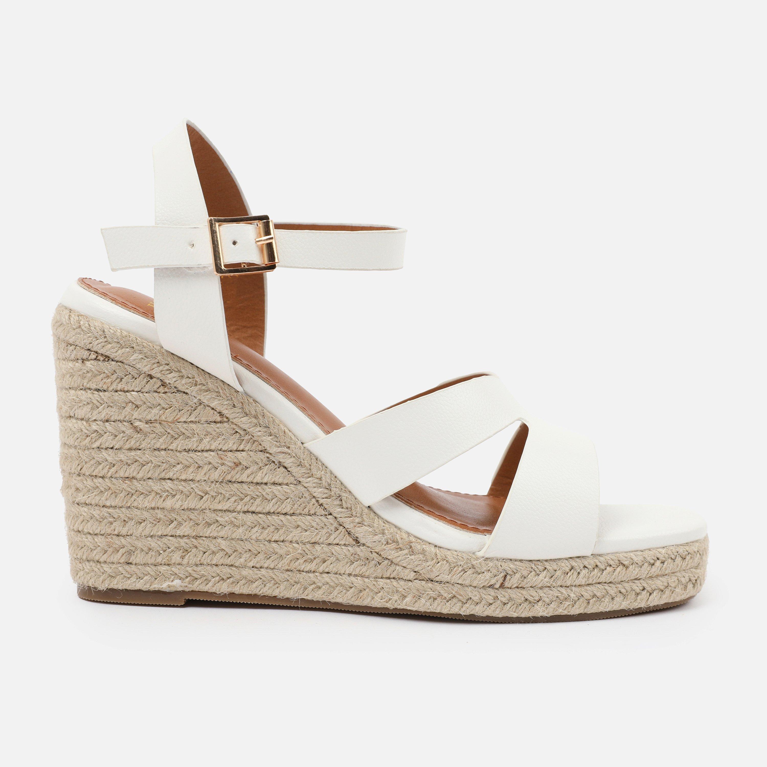 White - Wheres That From - White-PU Wide-Fit Black PU Sansa Wedge Shoes - 1