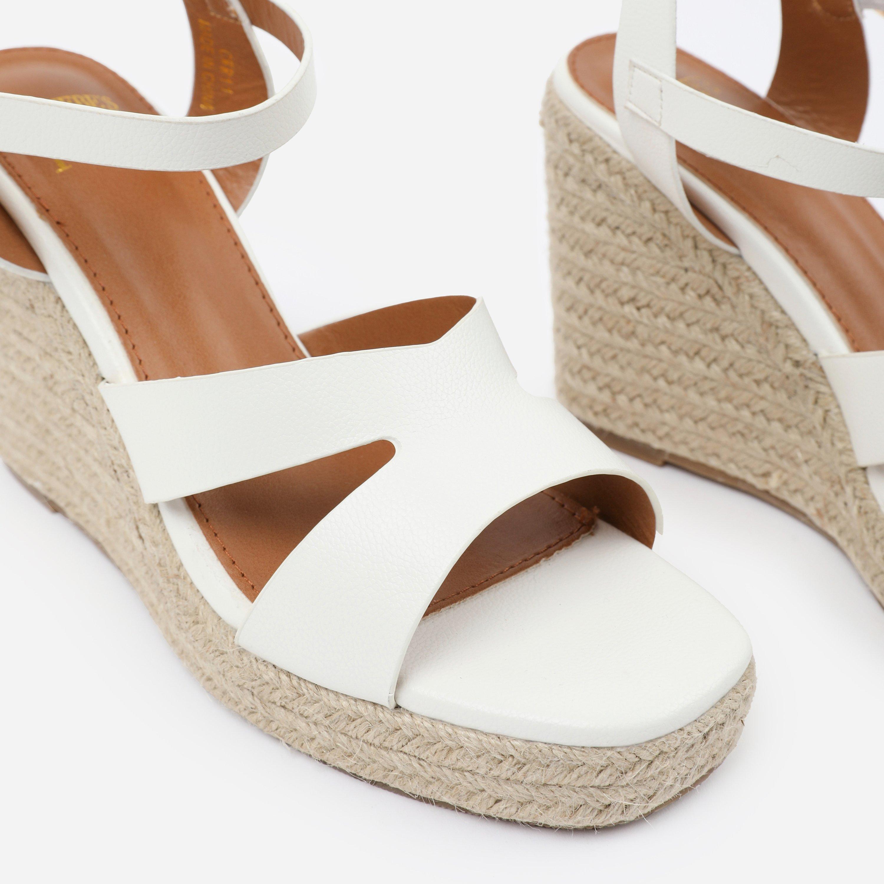 White - Wheres That From - White-PU Wide-Fit Black PU Sansa Wedge Shoes - 4