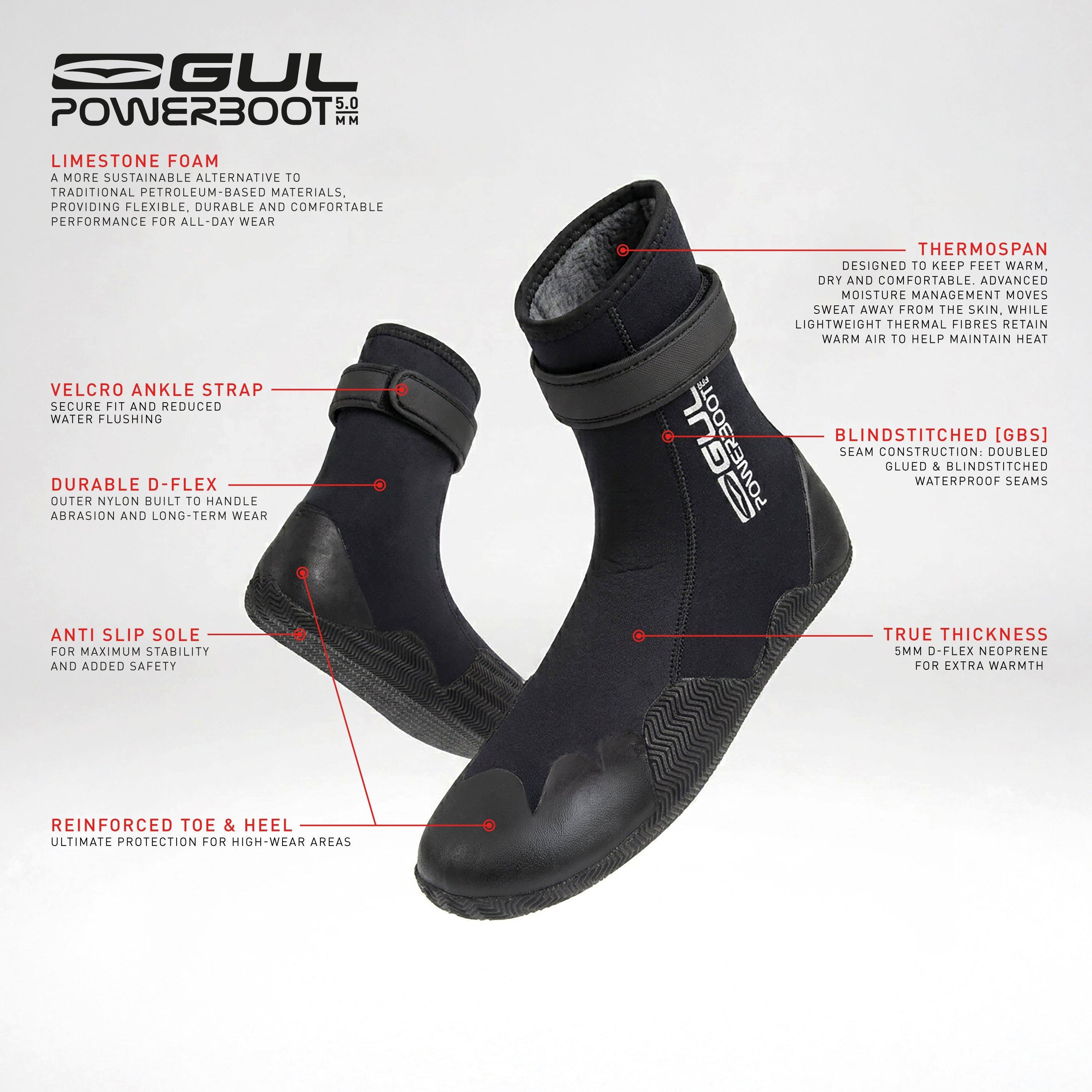 Black - Gul - 5MM POWERBOOT BLINDSTITCHED WETSUIT BOOT - 9