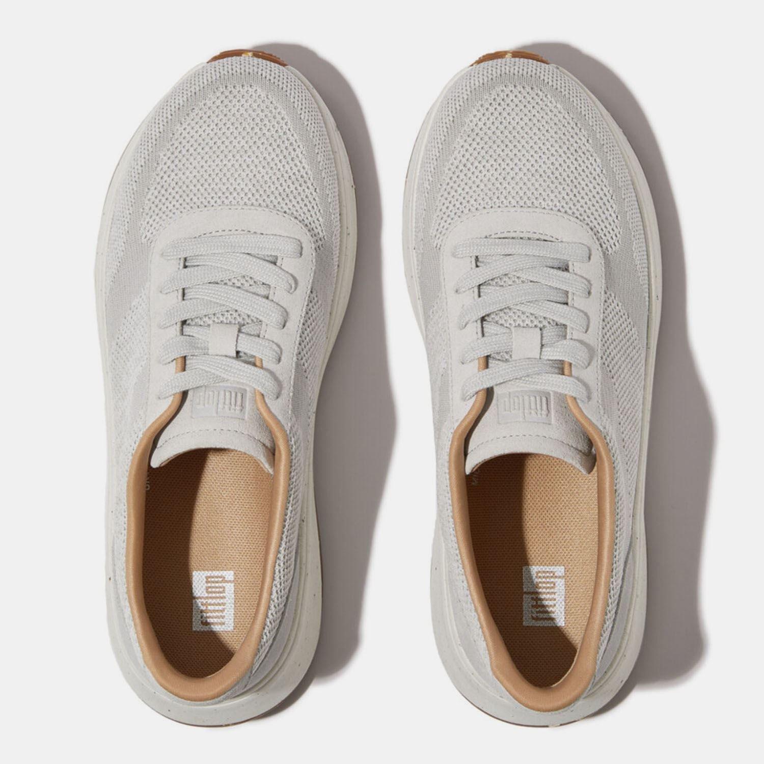 Grey - FitFlop - F-Mode Knit Flatform Trainers - 5