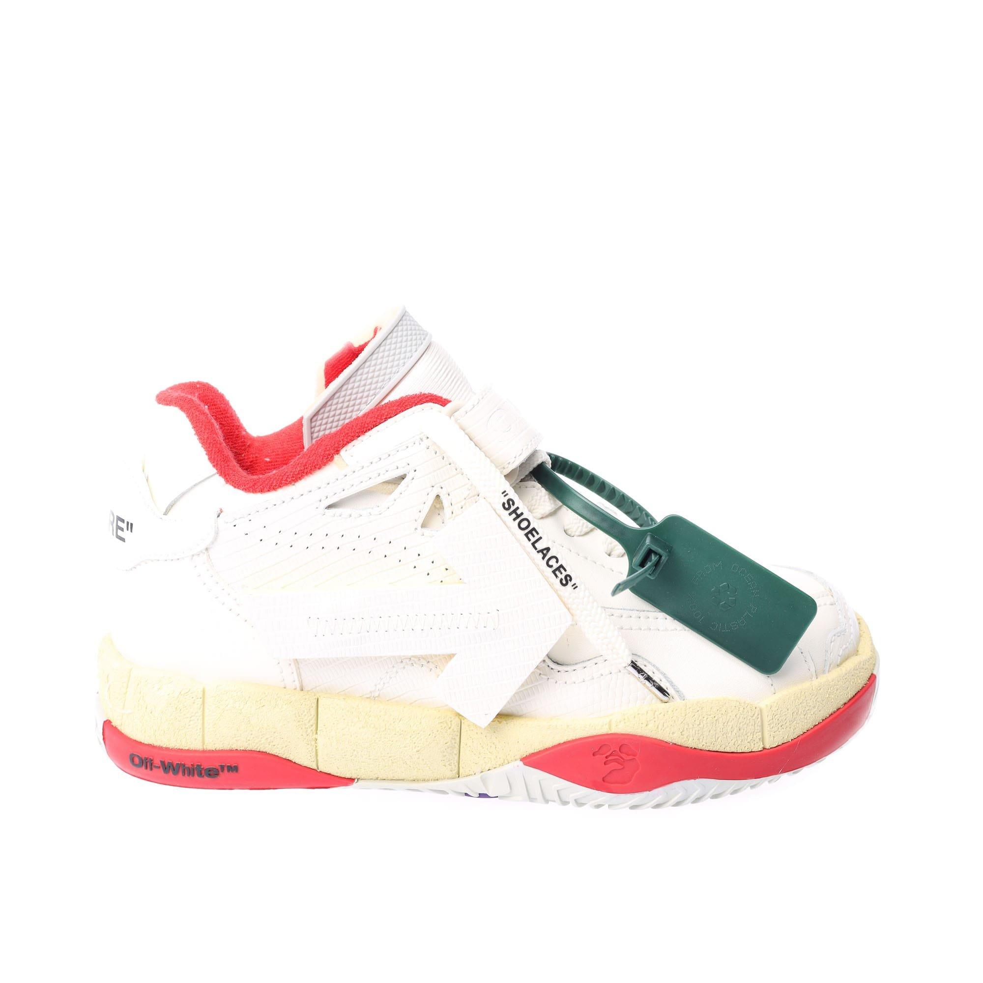 White Red - Off White - Low Top Puzzle Couture Trainers - 1