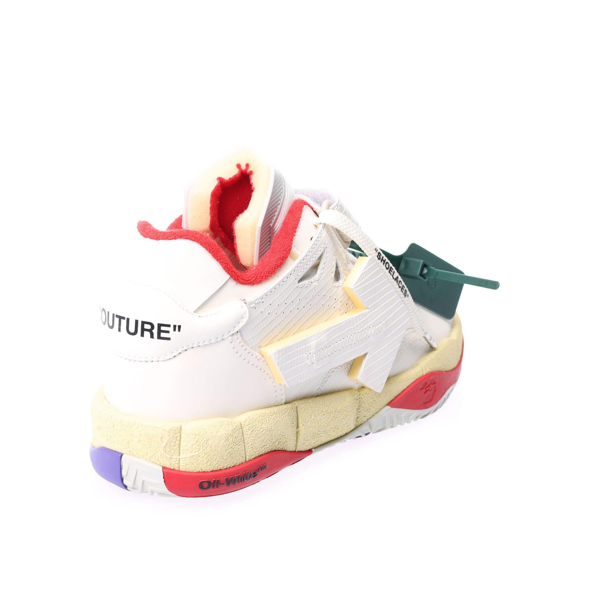 White Red - Off White - Low Top Puzzle Couture Trainers - 3