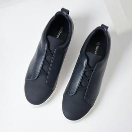 Threadbare Faux Leather Elastic Lace Slip On Trainers