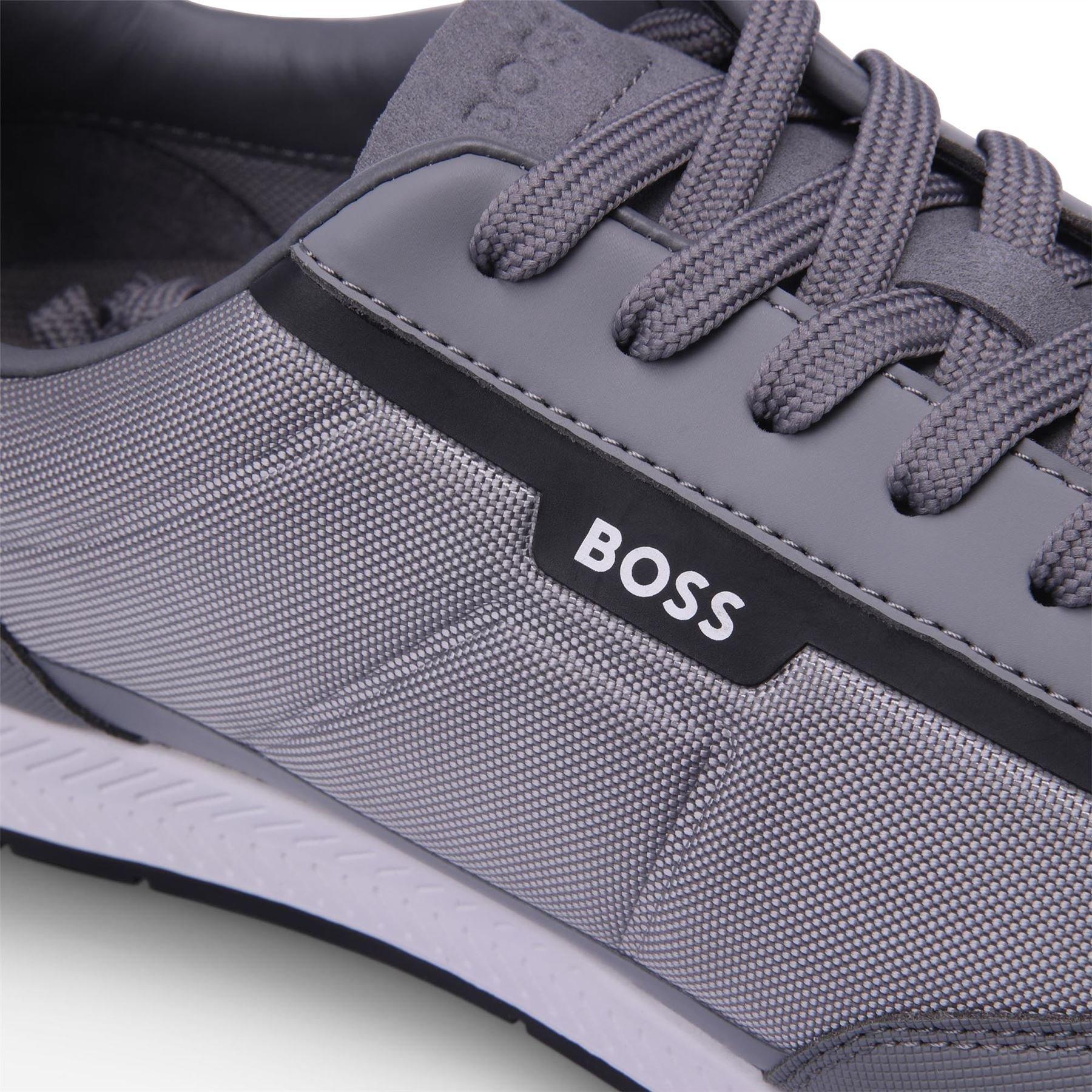 Grey - Boss - Nitan Mixed Material Trainers - 4