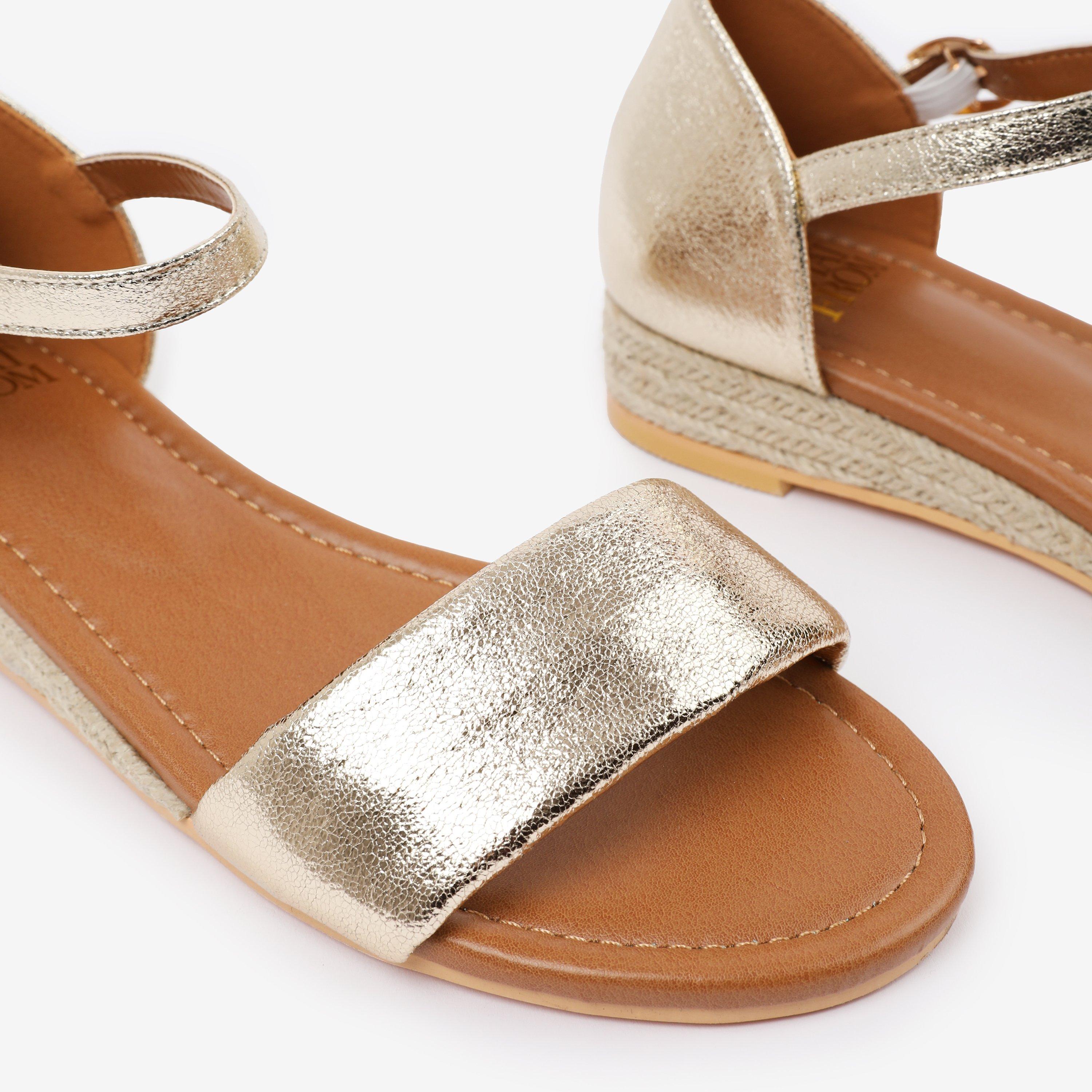 Metallic Gold - Wheres That From - Gold Metallic Eleanor Low Wedge Shoes - 4