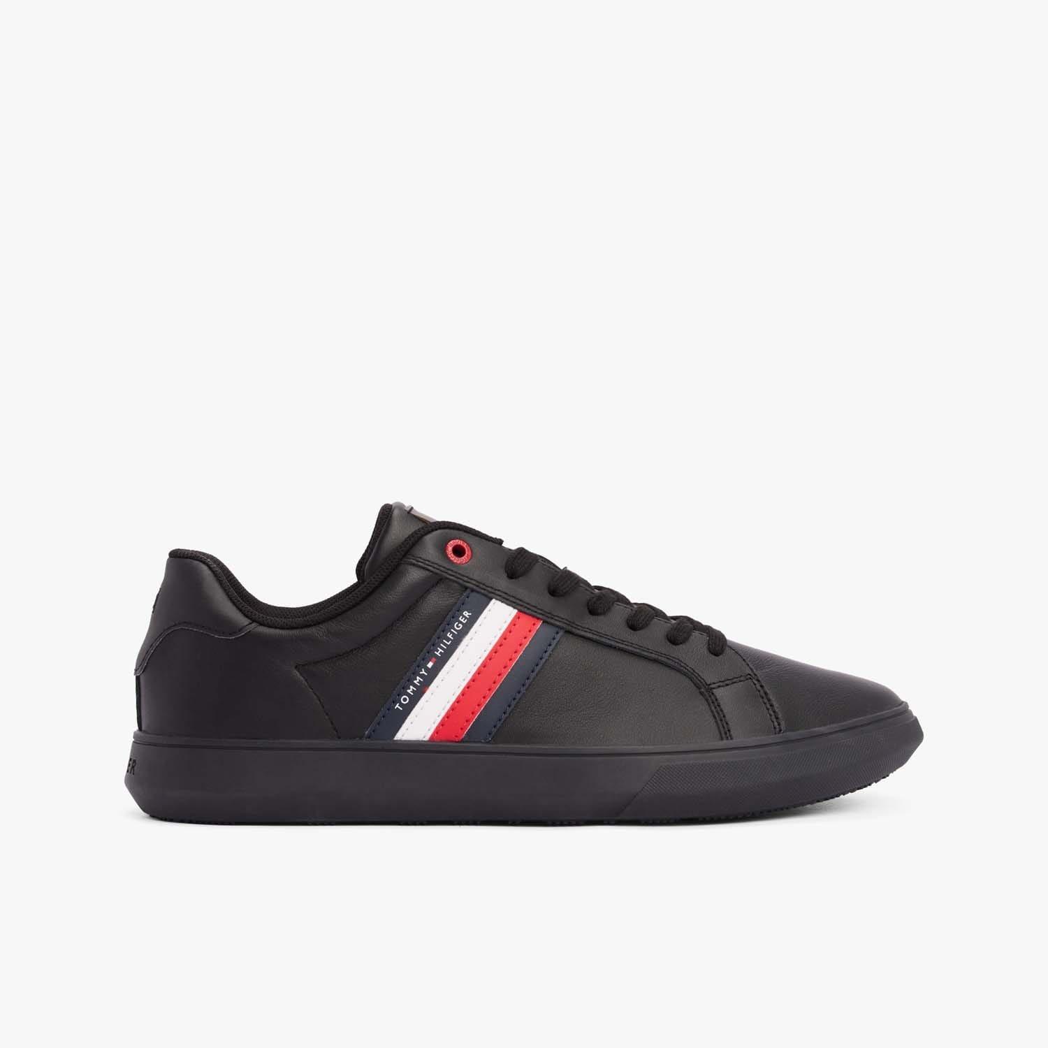 Black - Tommy Hilfiger - Essential Leather Cupsole Trainers - 1