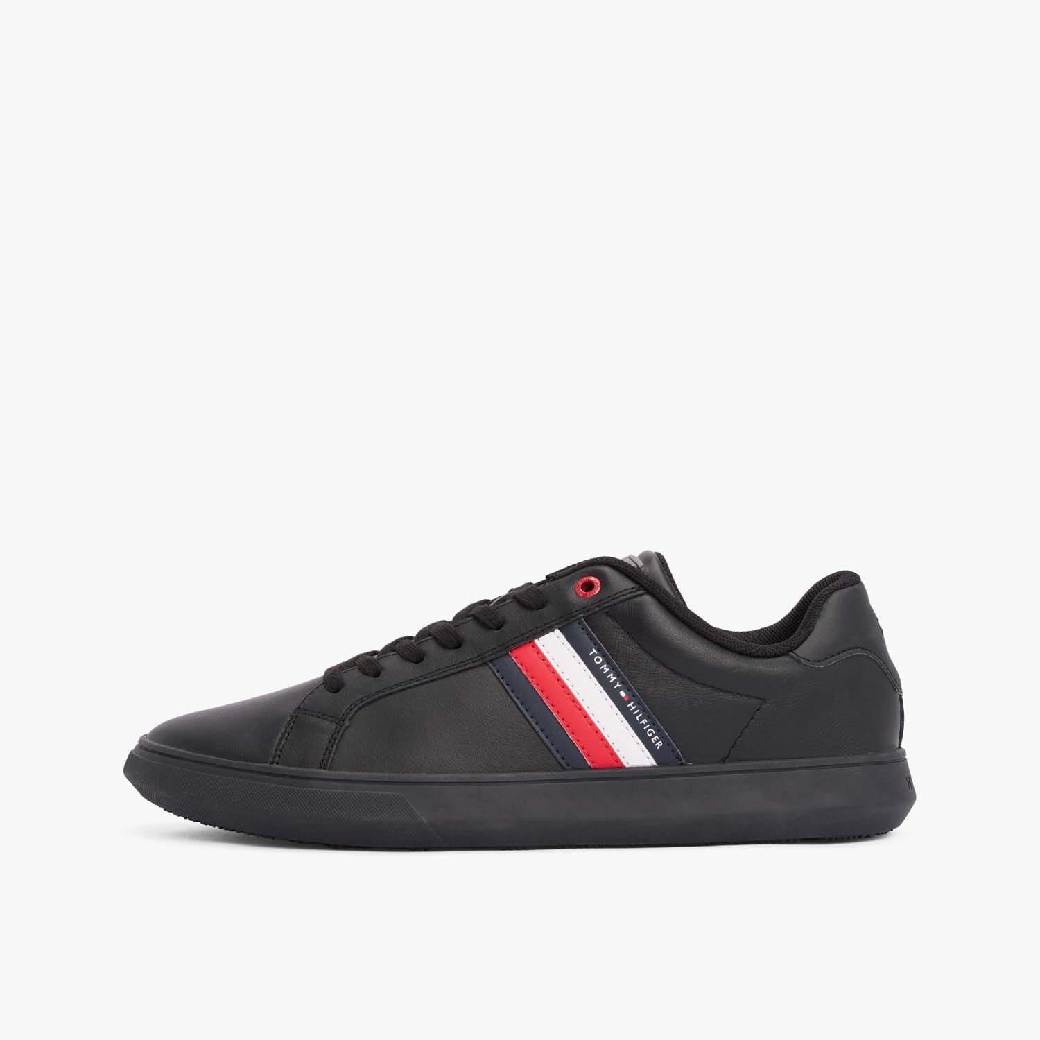 Black - Tommy Hilfiger - Essential Leather Cupsole Trainers - 3
