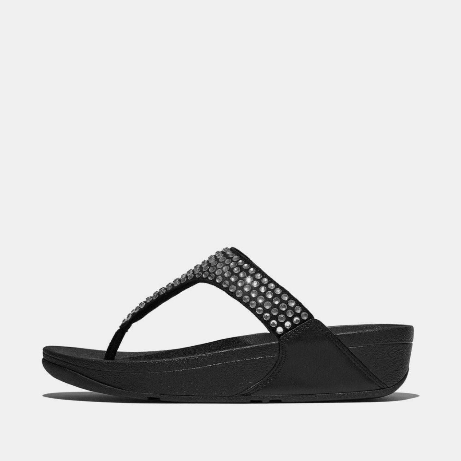 Black - Fitflop - Lulu Maxi-Crystal Toe-Post Sandals - 1