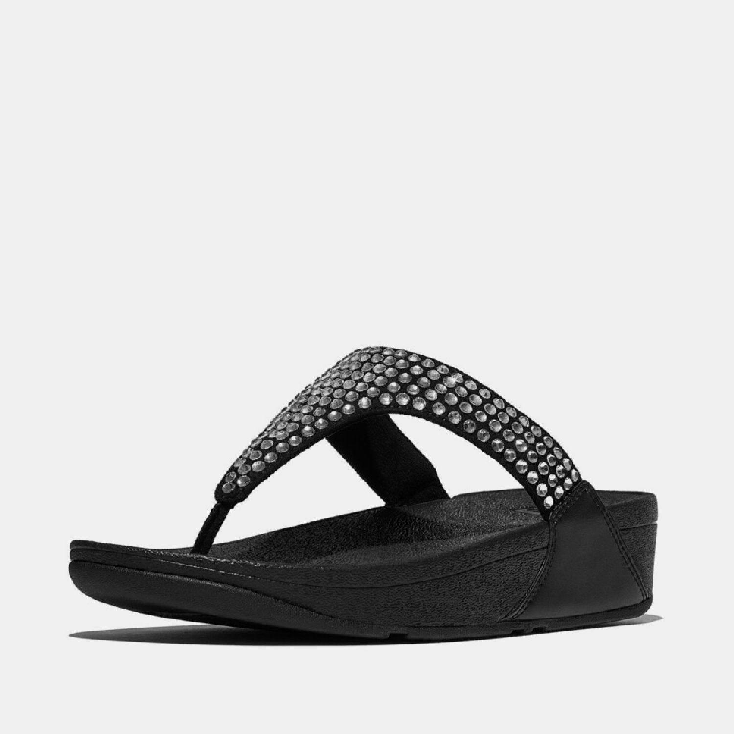 Black - Fitflop - Lulu Maxi-Crystal Toe-Post Sandals - 2