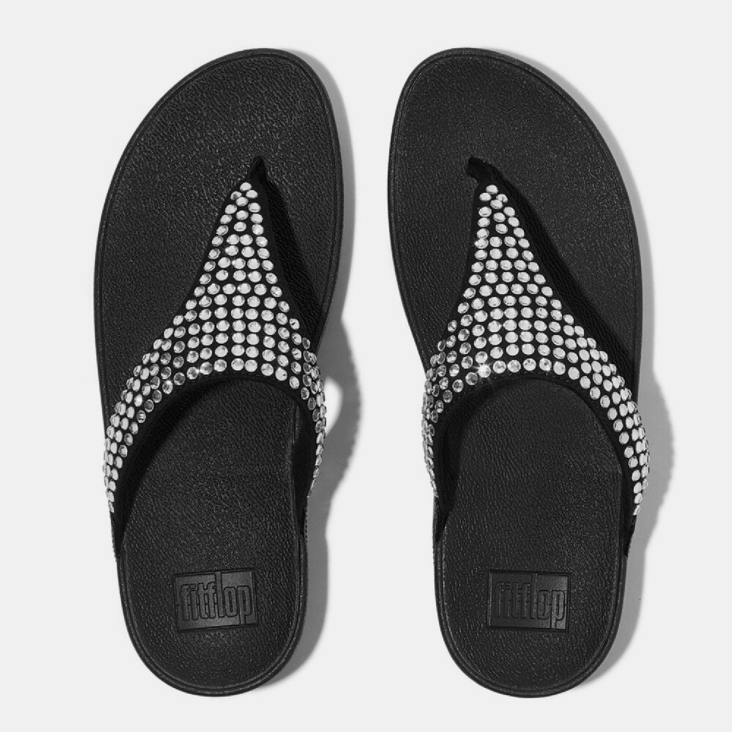 Black - Fitflop - Lulu Maxi-Crystal Toe-Post Sandals - 3