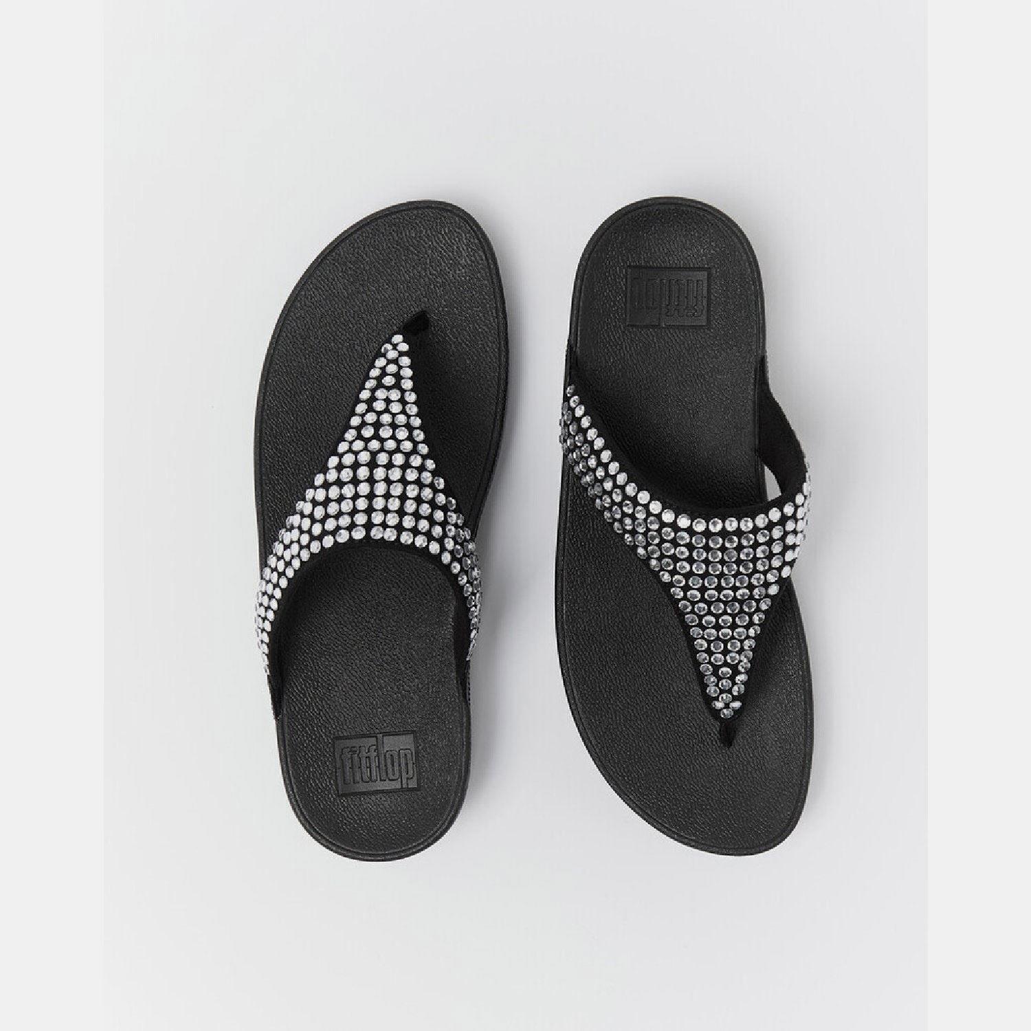 Black - Fitflop - Lulu Maxi-Crystal Toe-Post Sandals - 6