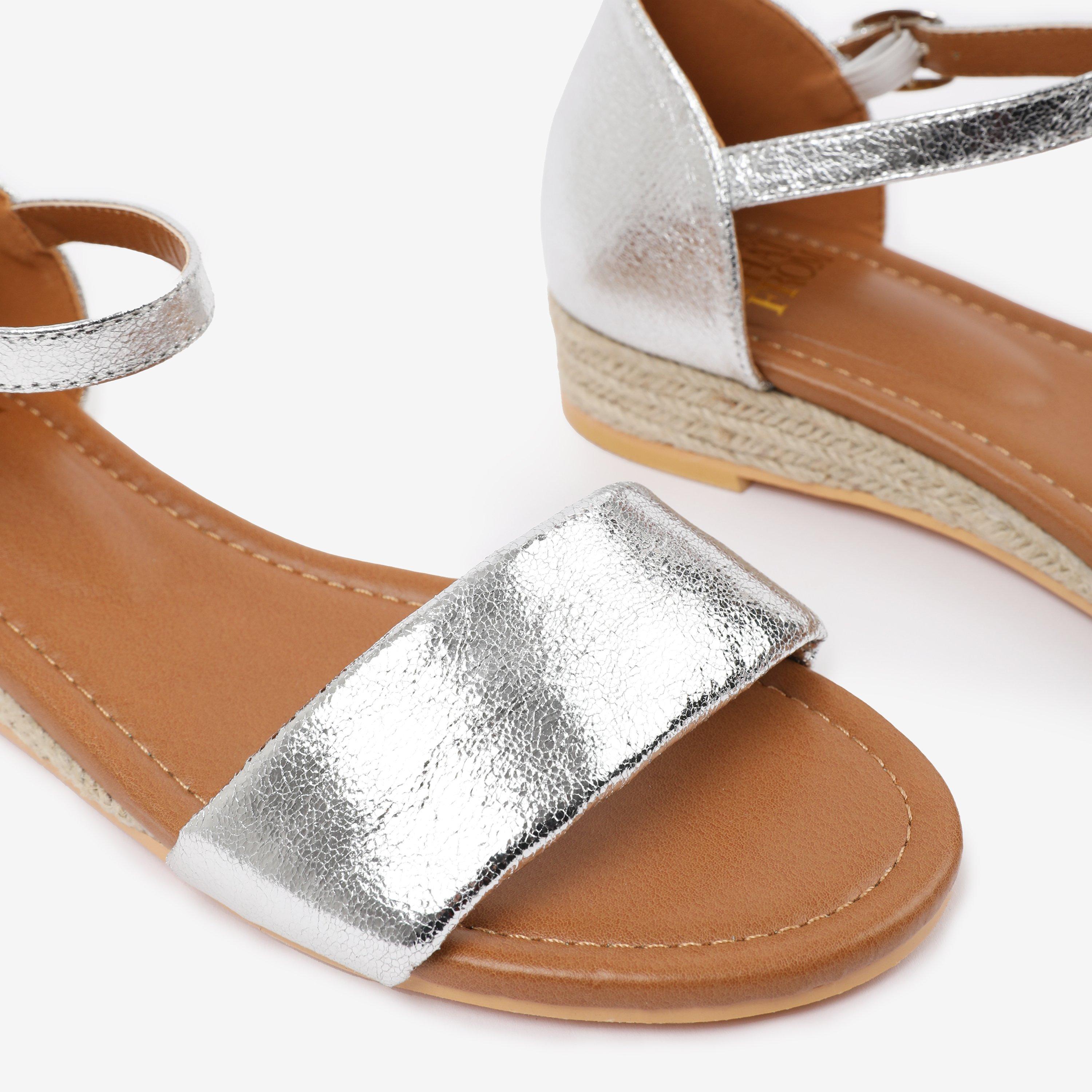Metallic Silver - Wheres That From - Silver Metallic Eleanor Low Wedge Shoes - 4