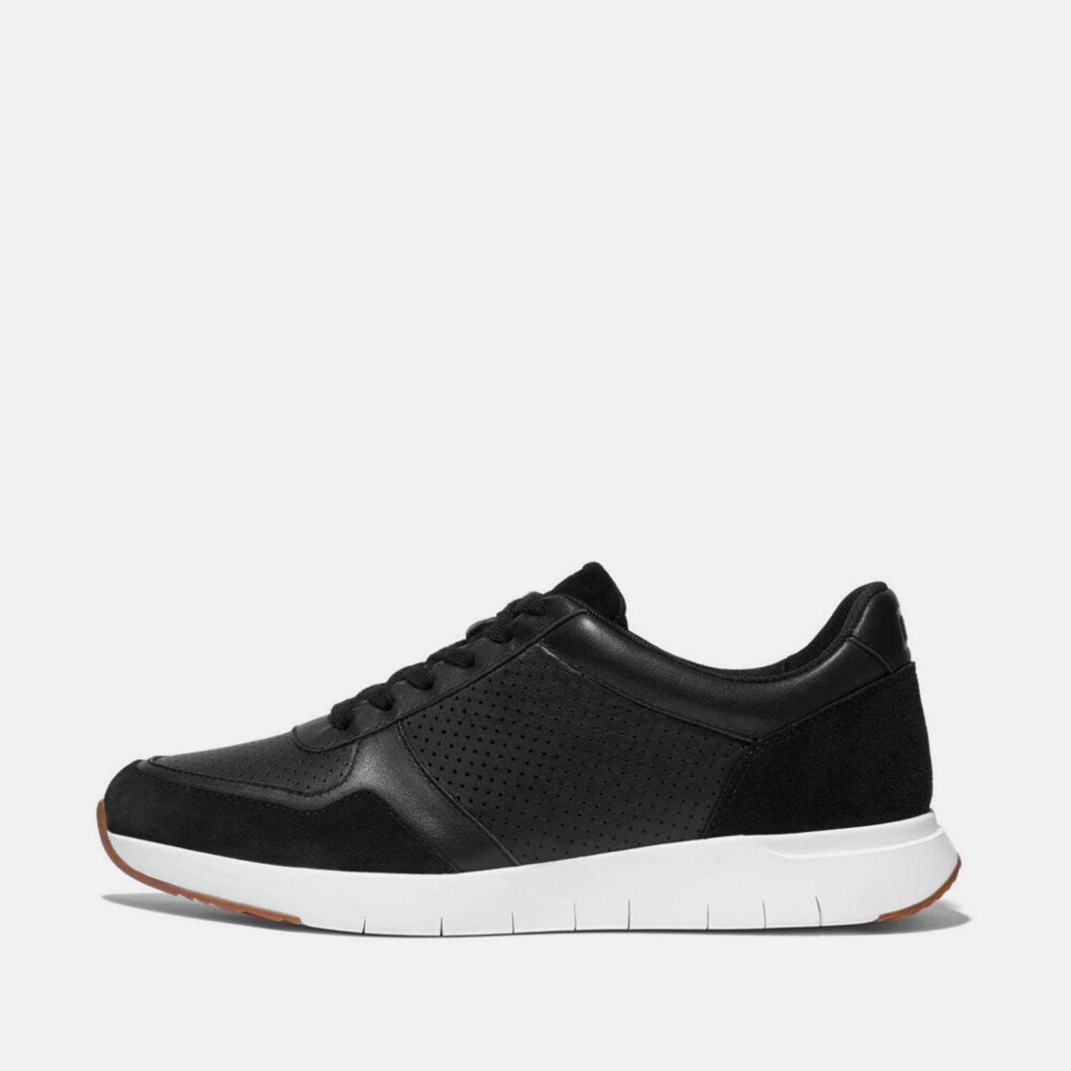 Black - FitFlop - Anatomiflex Leather-Mix Trainers - 1