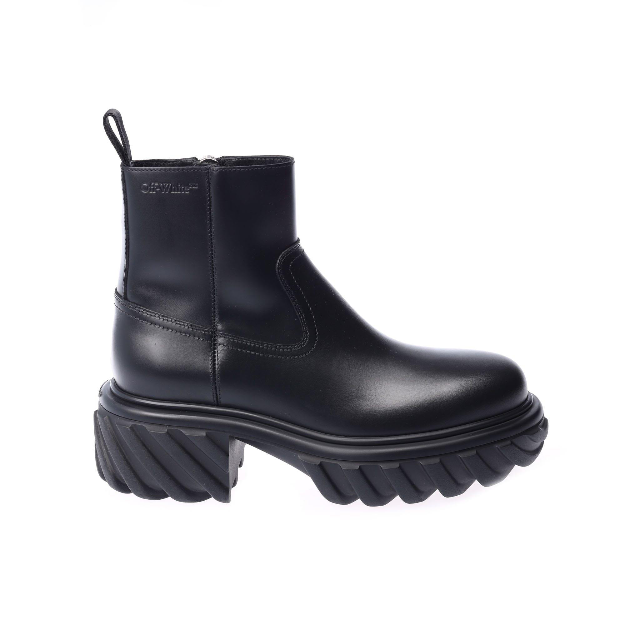 Black - Off White - Exploration Ankle Boots - 1