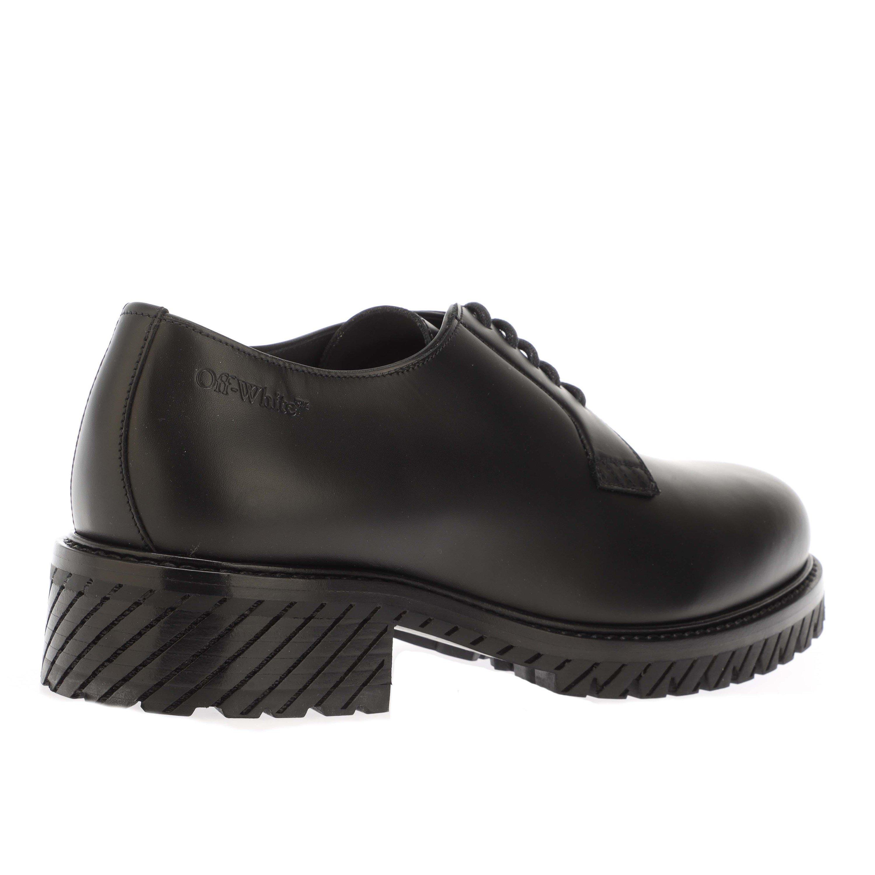 Black - Off White - Combat Derby Shoes - 3