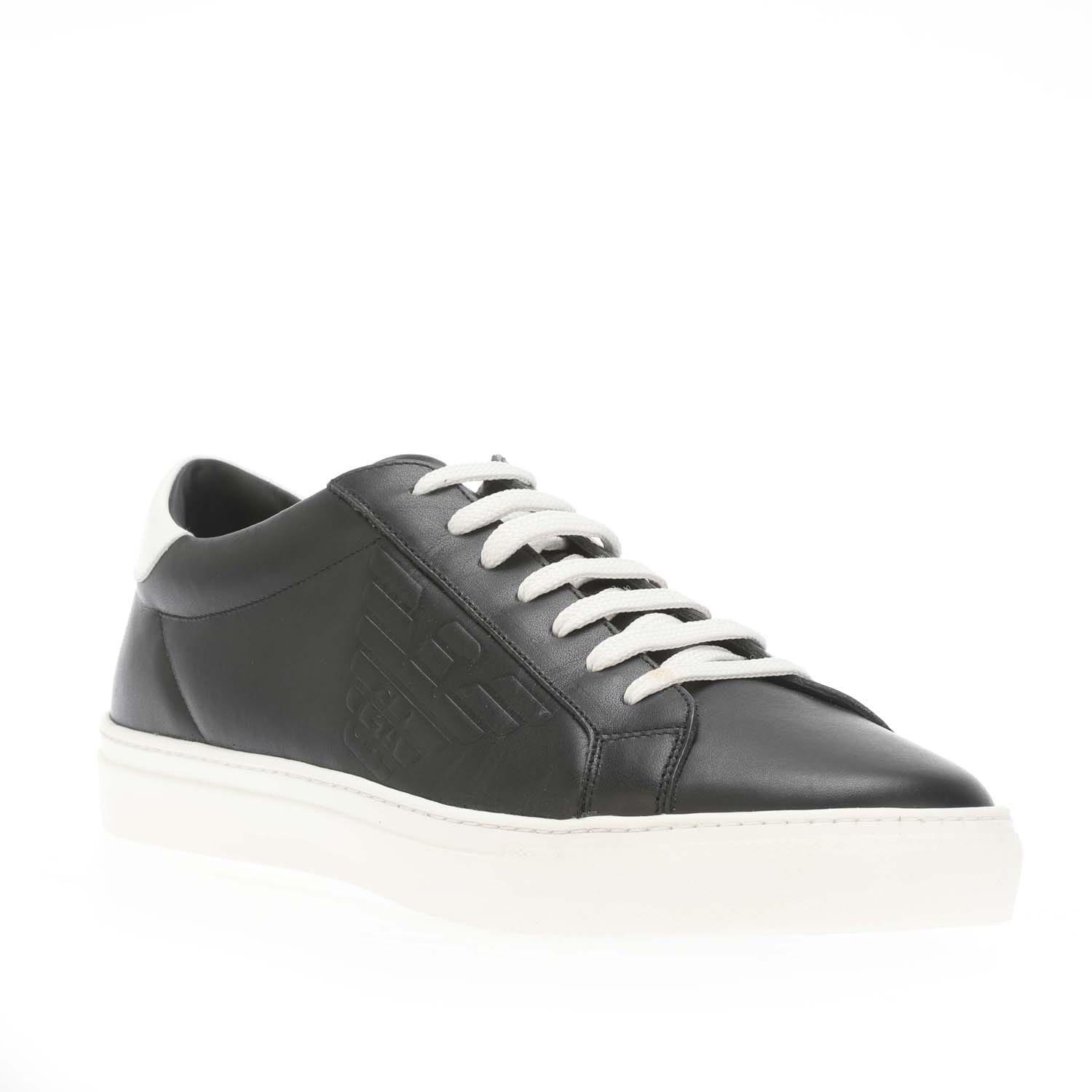 Black - Armani - Leather Trainers - 2