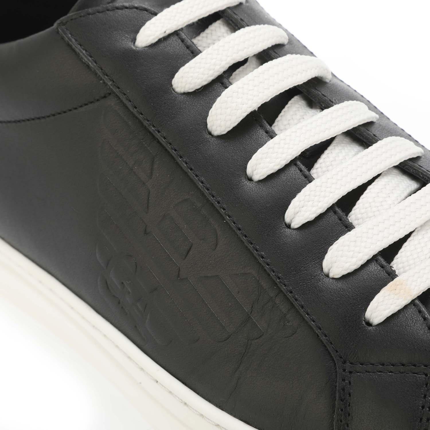 Black - Armani - Leather Trainers - 5