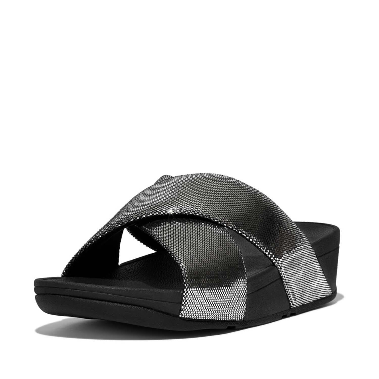 Black - Fitflop - Lulu Lustra Cross Sliders - 2