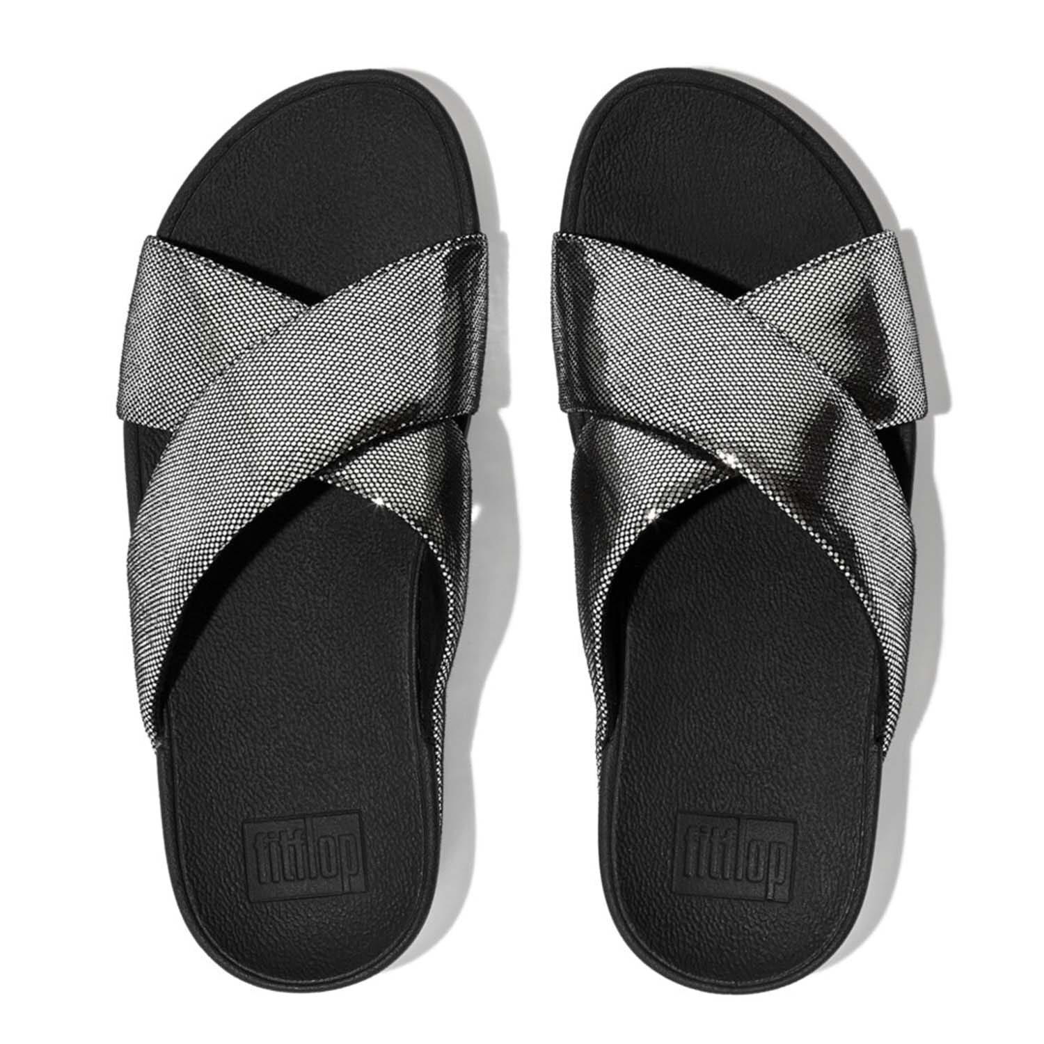 Black - Fitflop - Lulu Lustra Cross Sliders - 3
