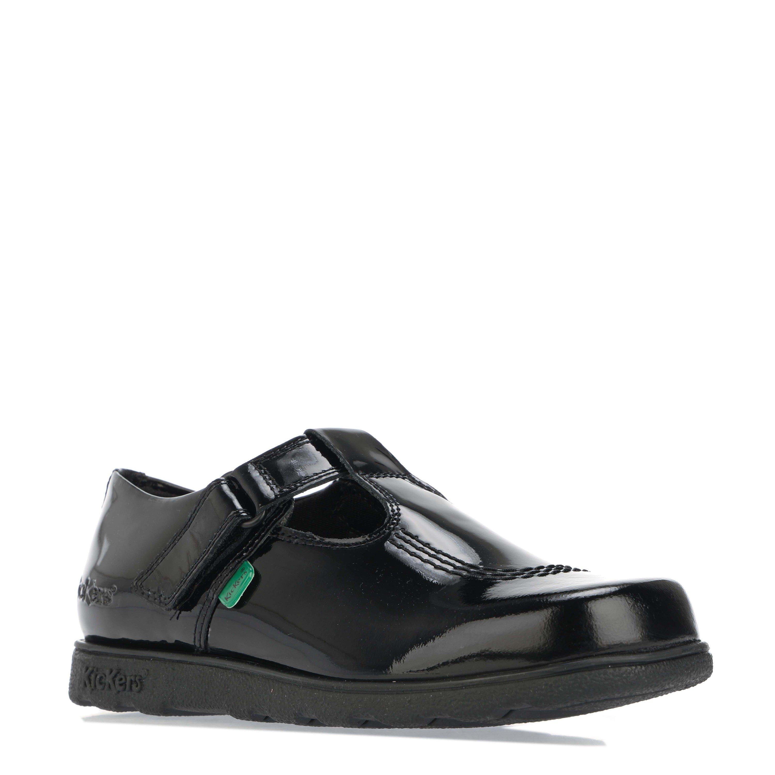 Black - Kickers - Children Fragma T-Bar Patent Shoes - 2
