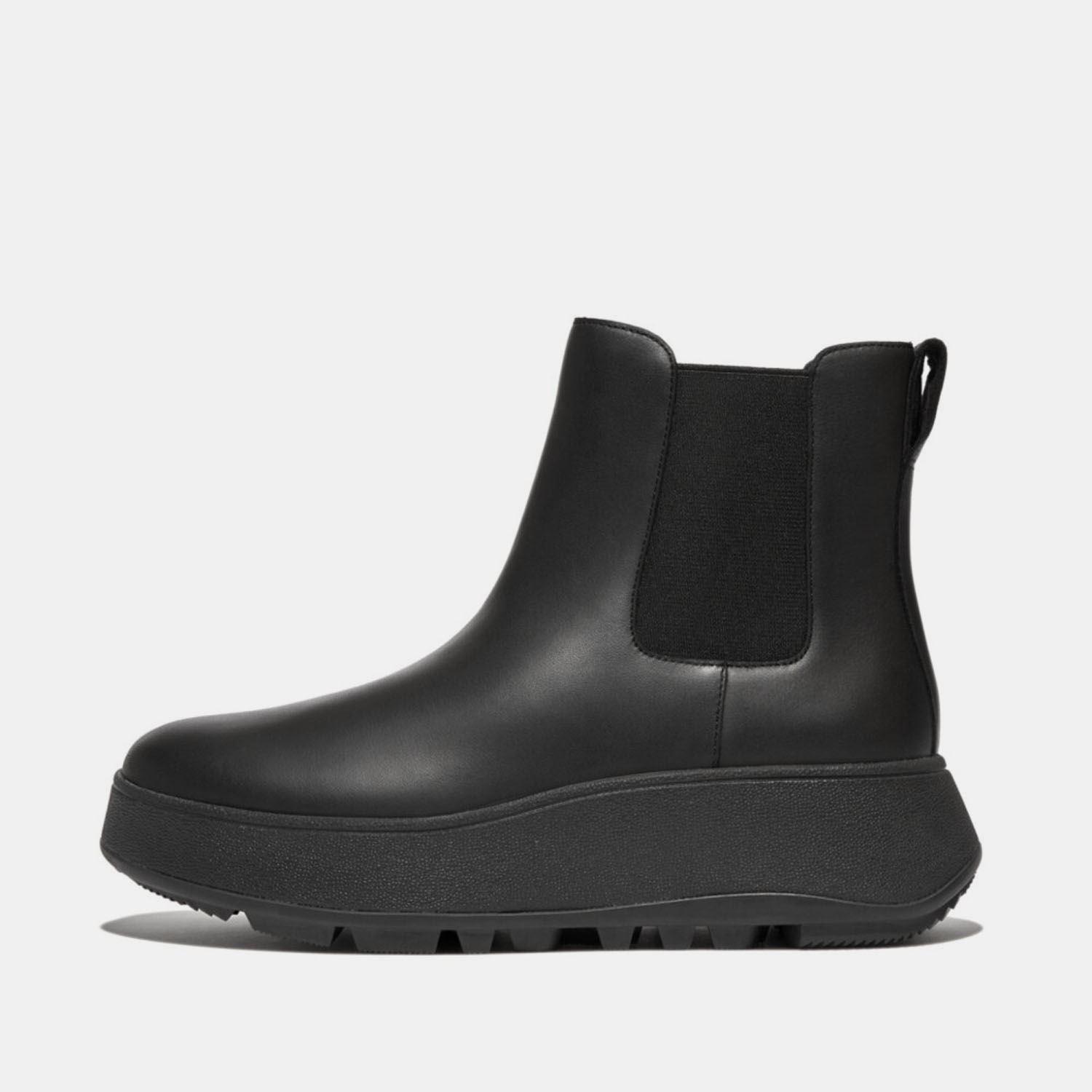 F-Mode Waterproof Leather Flatform Chelsea Boots