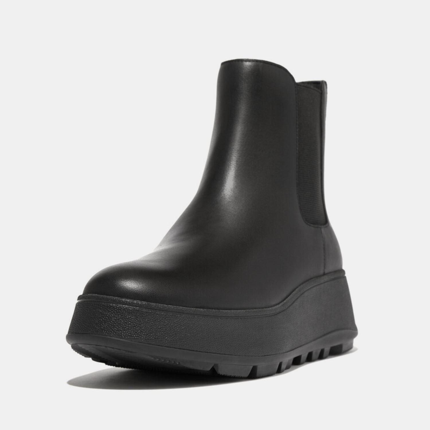 Black - Fitflop - F-Mode Waterproof Leather Flatform Chelsea Boots - 2