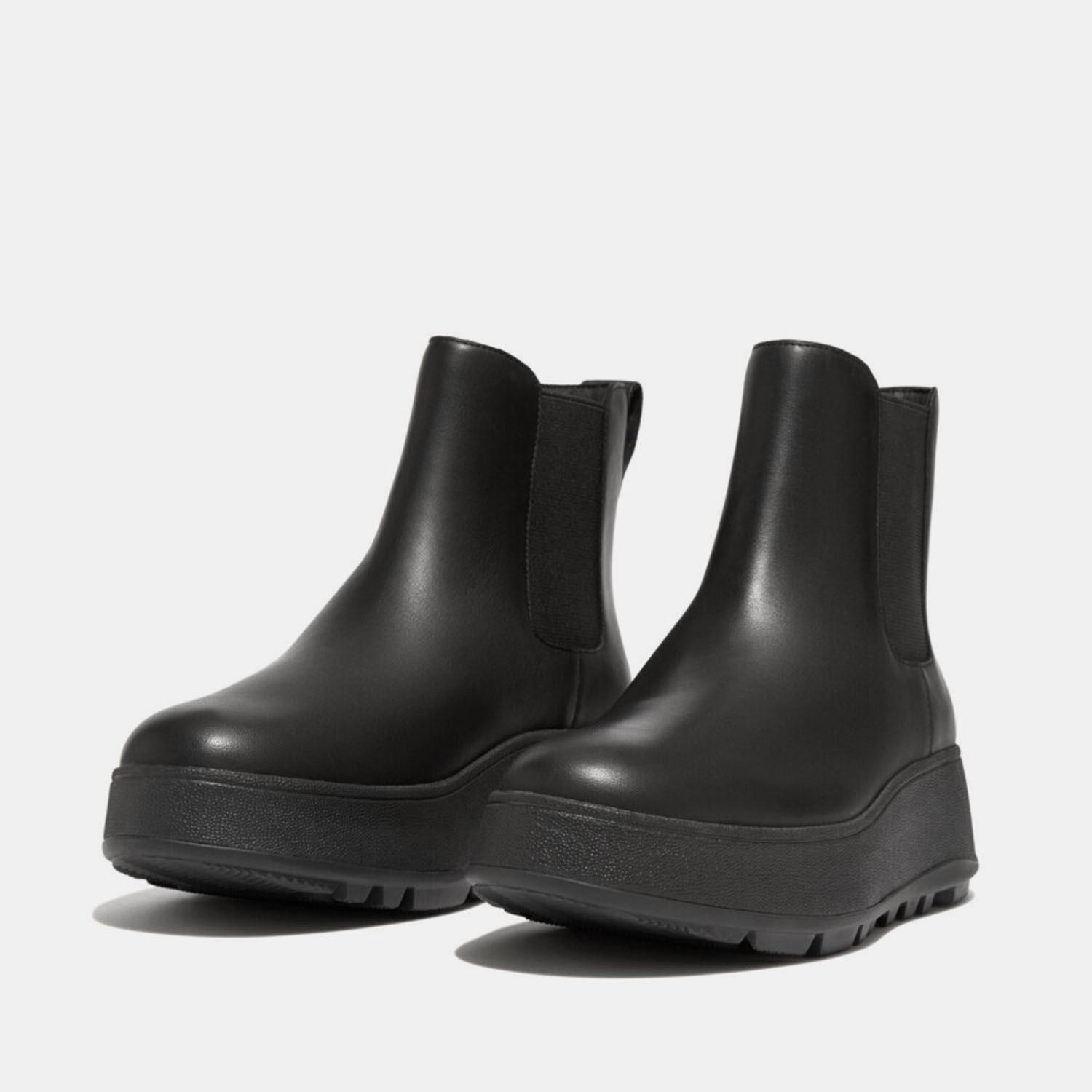 Black - Fitflop - F-Mode Waterproof Leather Flatform Chelsea Boots - 4