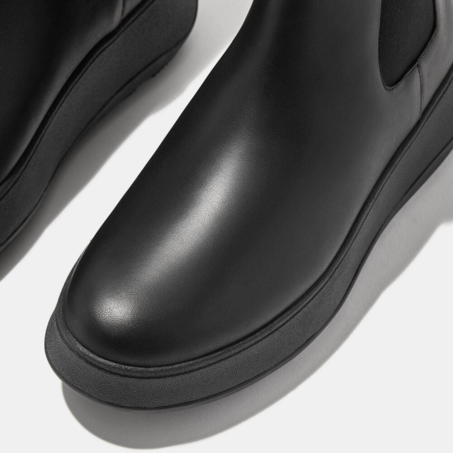 Black - Fitflop - F-Mode Waterproof Leather Flatform Chelsea Boots - 6