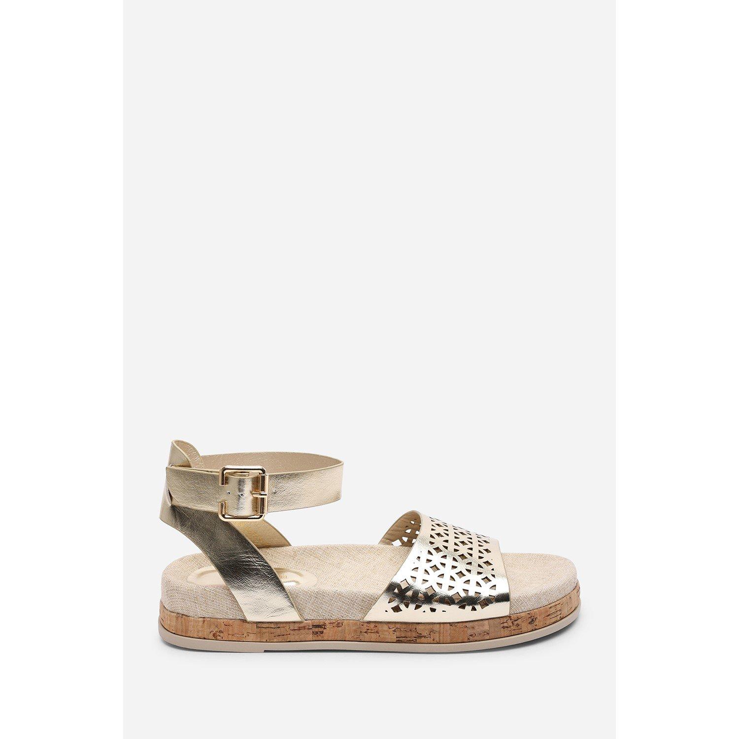 Gold - Wheres That From - Bask Cutout Design Flatform Gold Metallic Sandal - 2