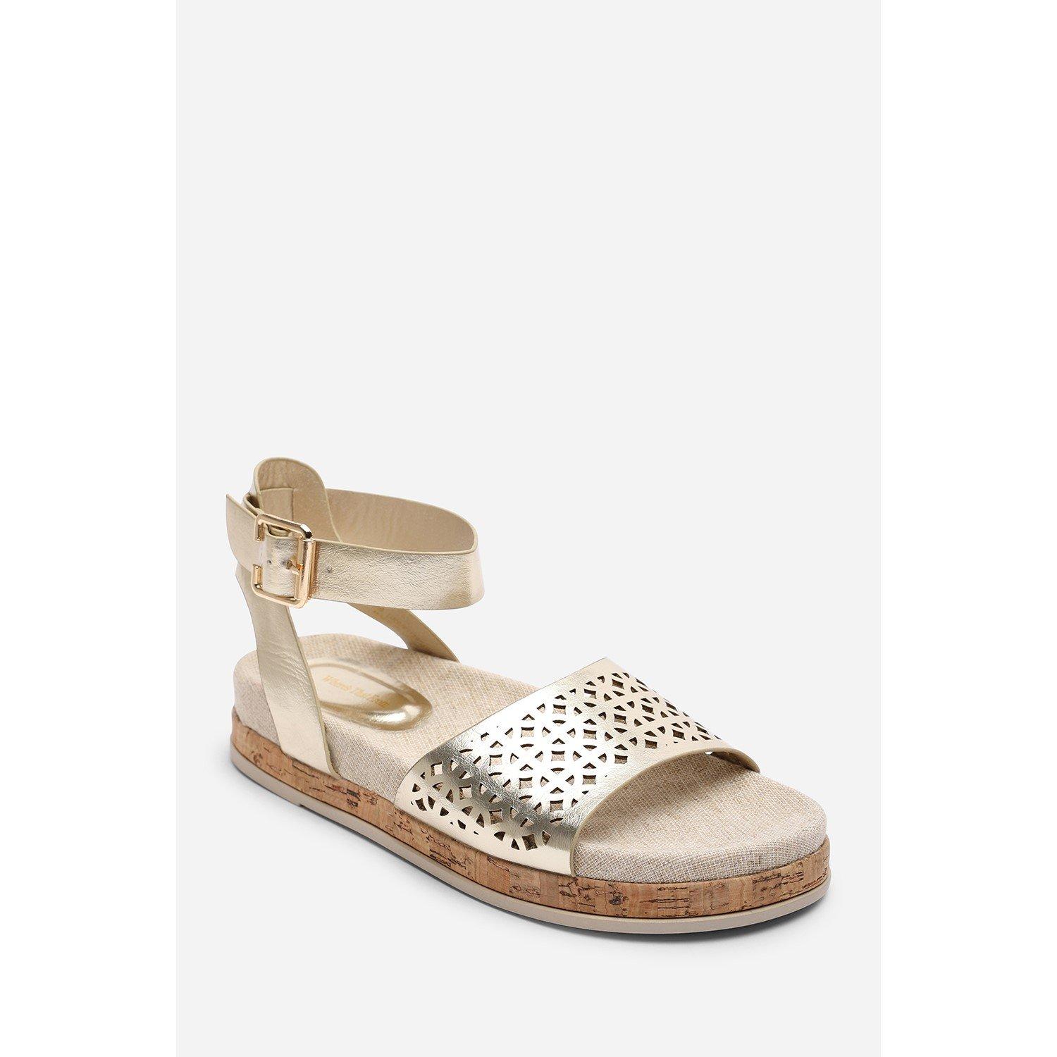 Gold - Wheres That From - Bask Cutout Design Flatform Gold Metallic Sandal - 3