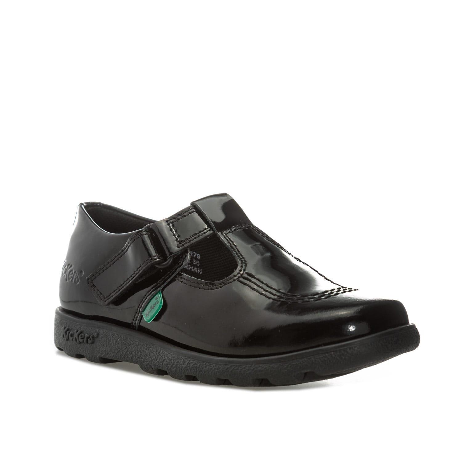 Negro - Kickers - Children Fragma T-Bar Patent Shoes - 2