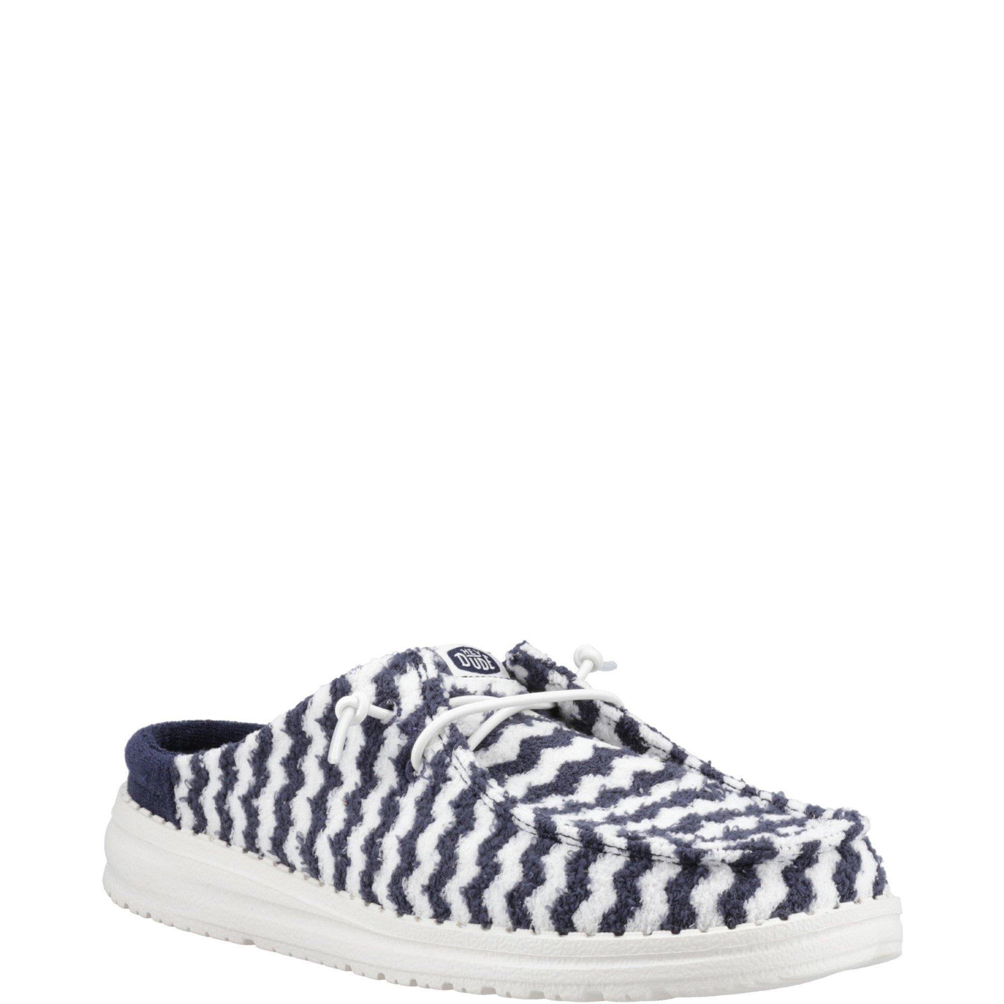 Navy - HEYDUDE - Wendy Slip Terry Stripe Mule - 2