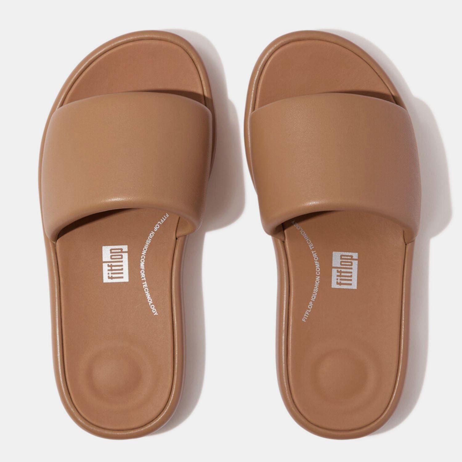 Tan - Fitflop - iQuishion D-Luxe Padded Sliders - 5