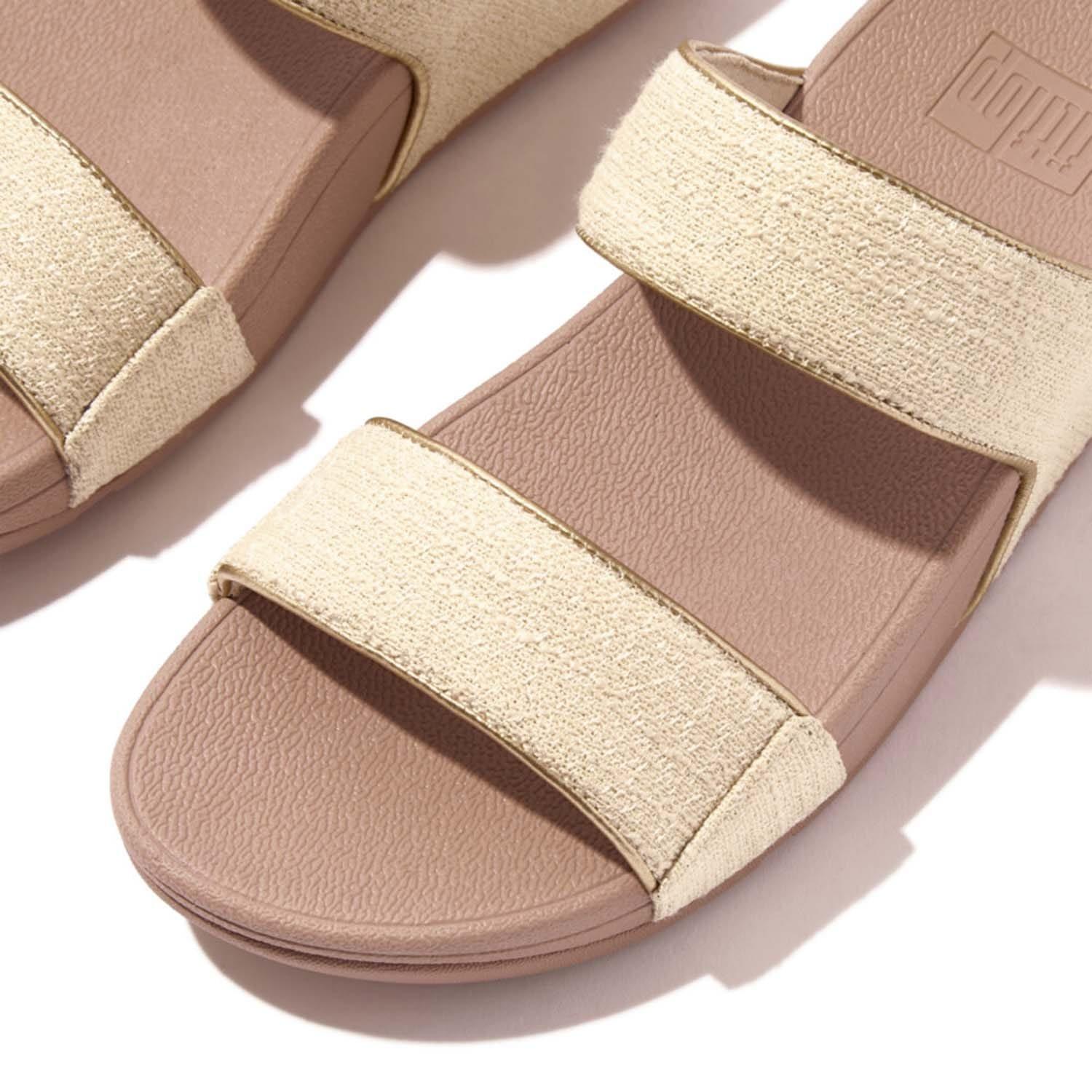 Stone - Fitflop - Lulu Shimmerweave Sliders - 4