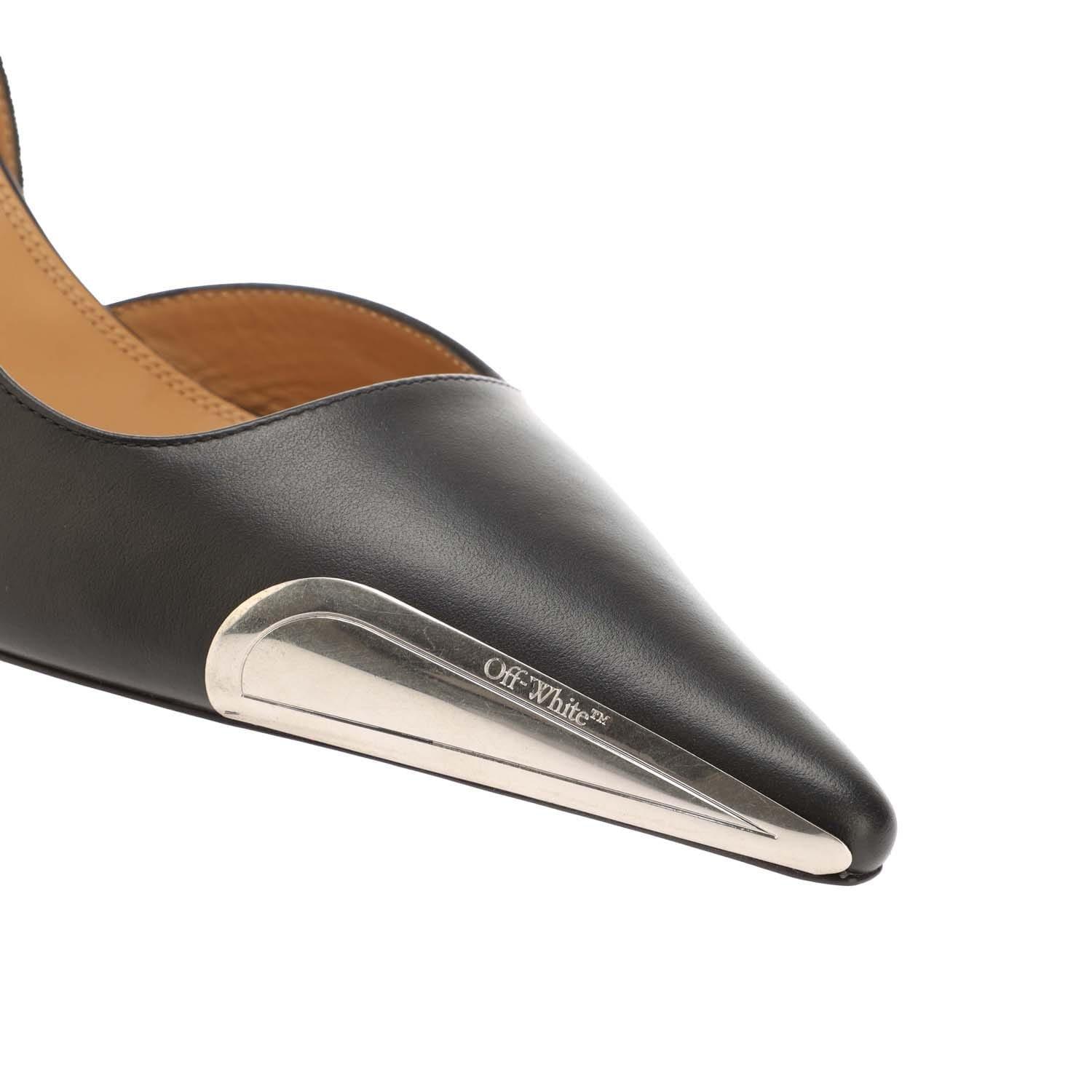 Black Silver - Off White - Allen Frame Slingback Pumps - 5