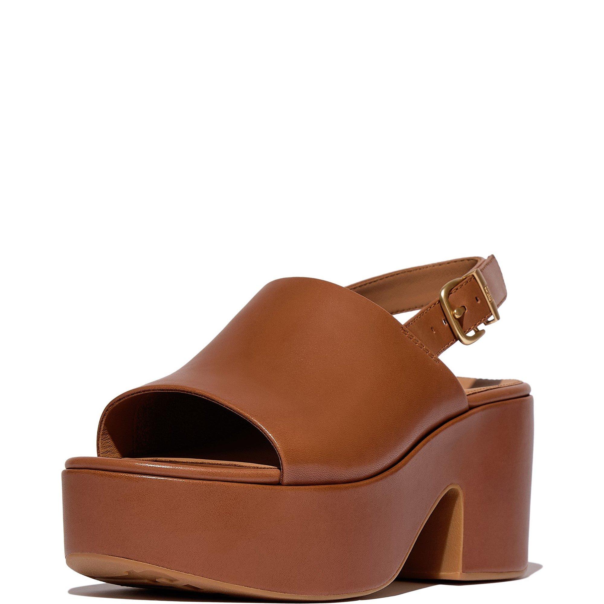 Dark Tan - Fitflop - Platfforms Heeled Backstrap Sandal - 2