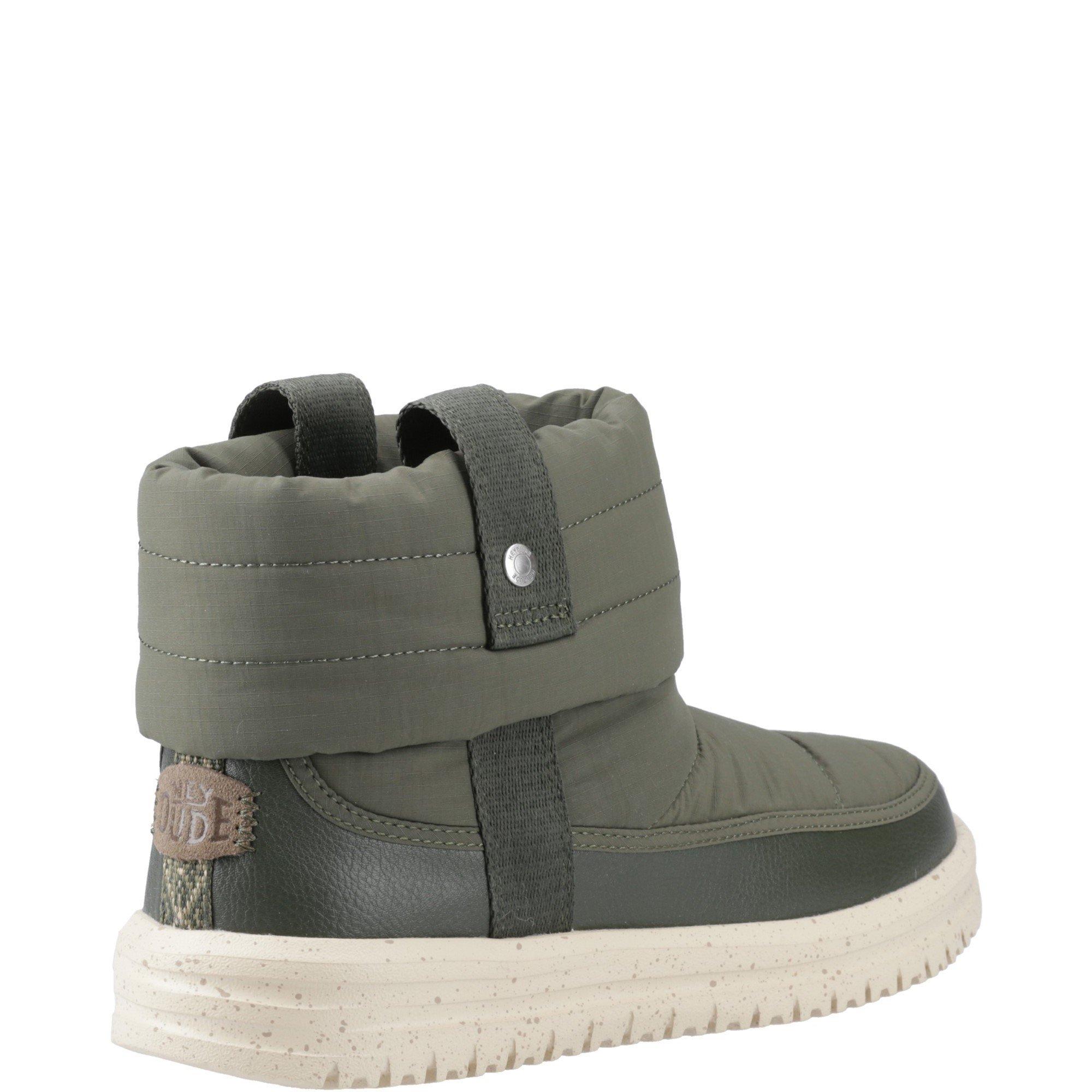 Dark Olive - HEYDUDE - Camden Cuff Nylon Quilt Boot - 3