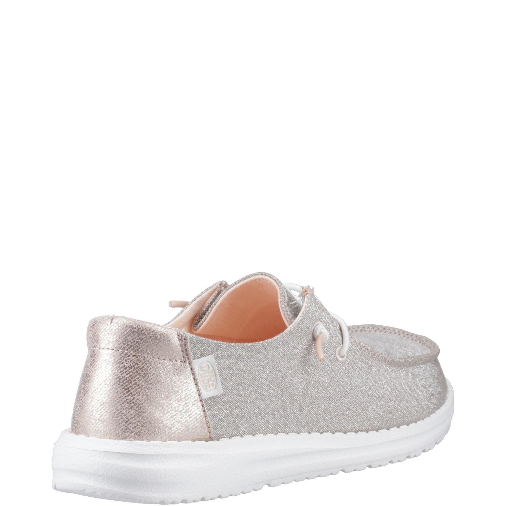 Grey - HEYDUDE - Wendy Metallic Sparkle Shoe - 3