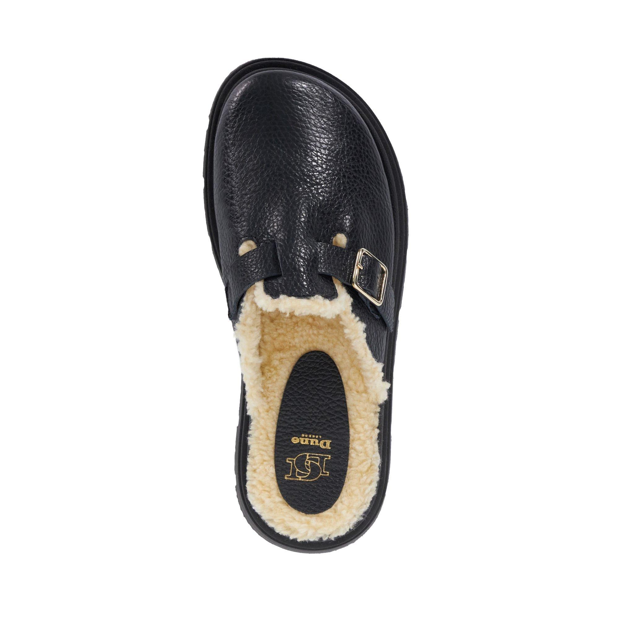 Black - Dune London - Gene Leather Faux Shearling Lined Clogs - 4