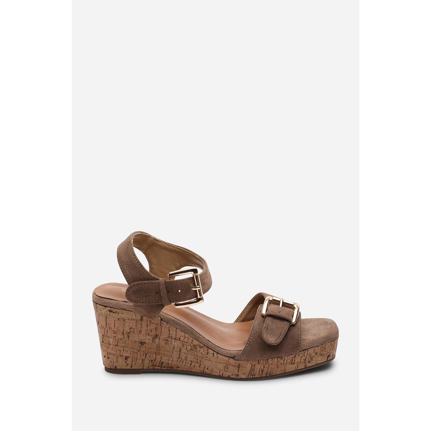 Camel - Wheres That From - Olivine Double Strap Platform Camel Suede Wedge - 2