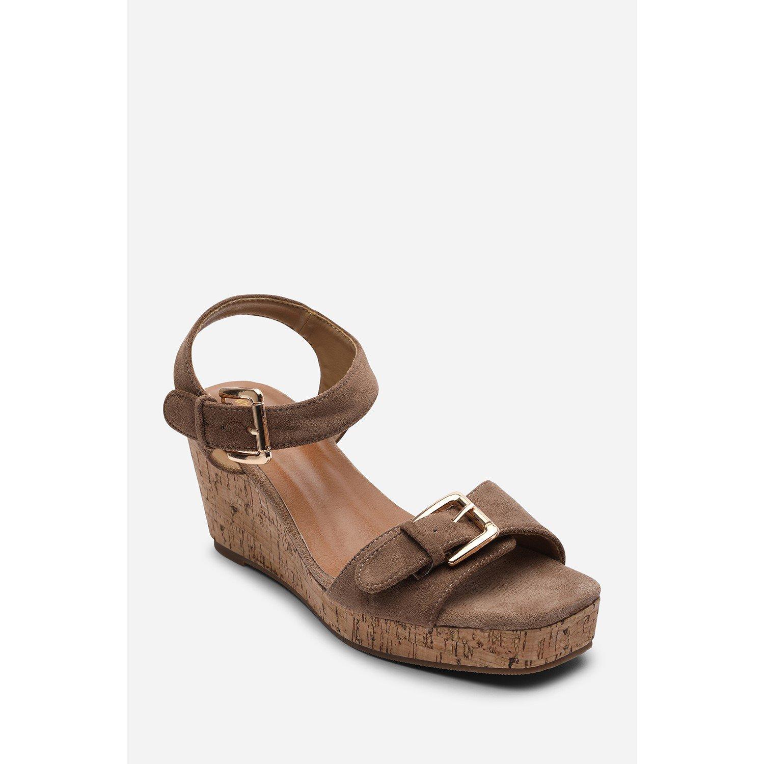 Camel - Wheres That From - Olivine Double Strap Platform Camel Suede Wedge - 3