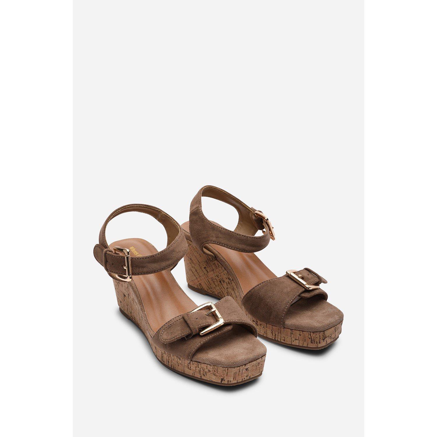 Camel - Wheres That From - Olivine Double Strap Platform Camel Suede Wedge - 4