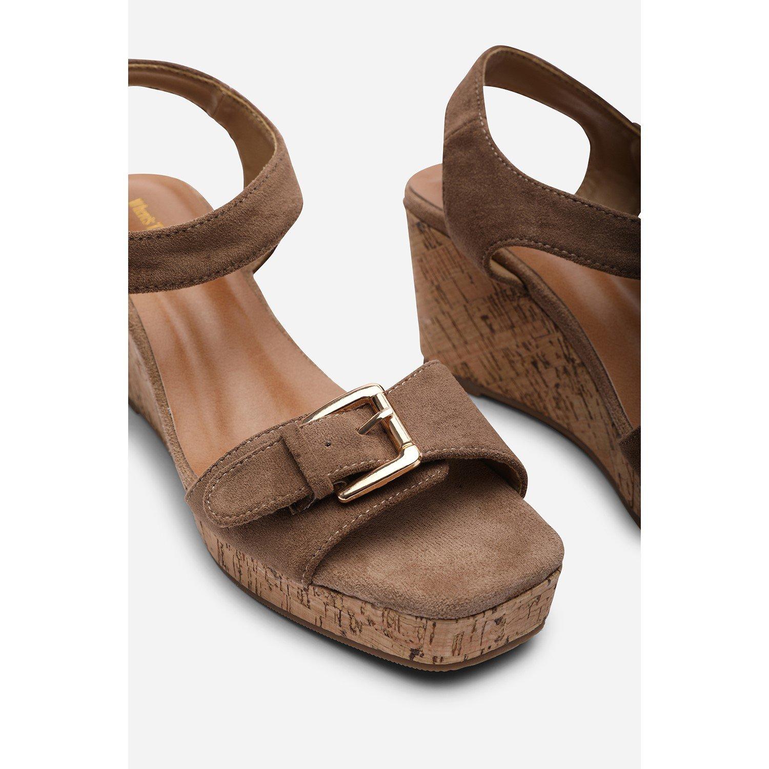 Camel - Wheres That From - Olivine Double Strap Platform Camel Suede Wedge - 5