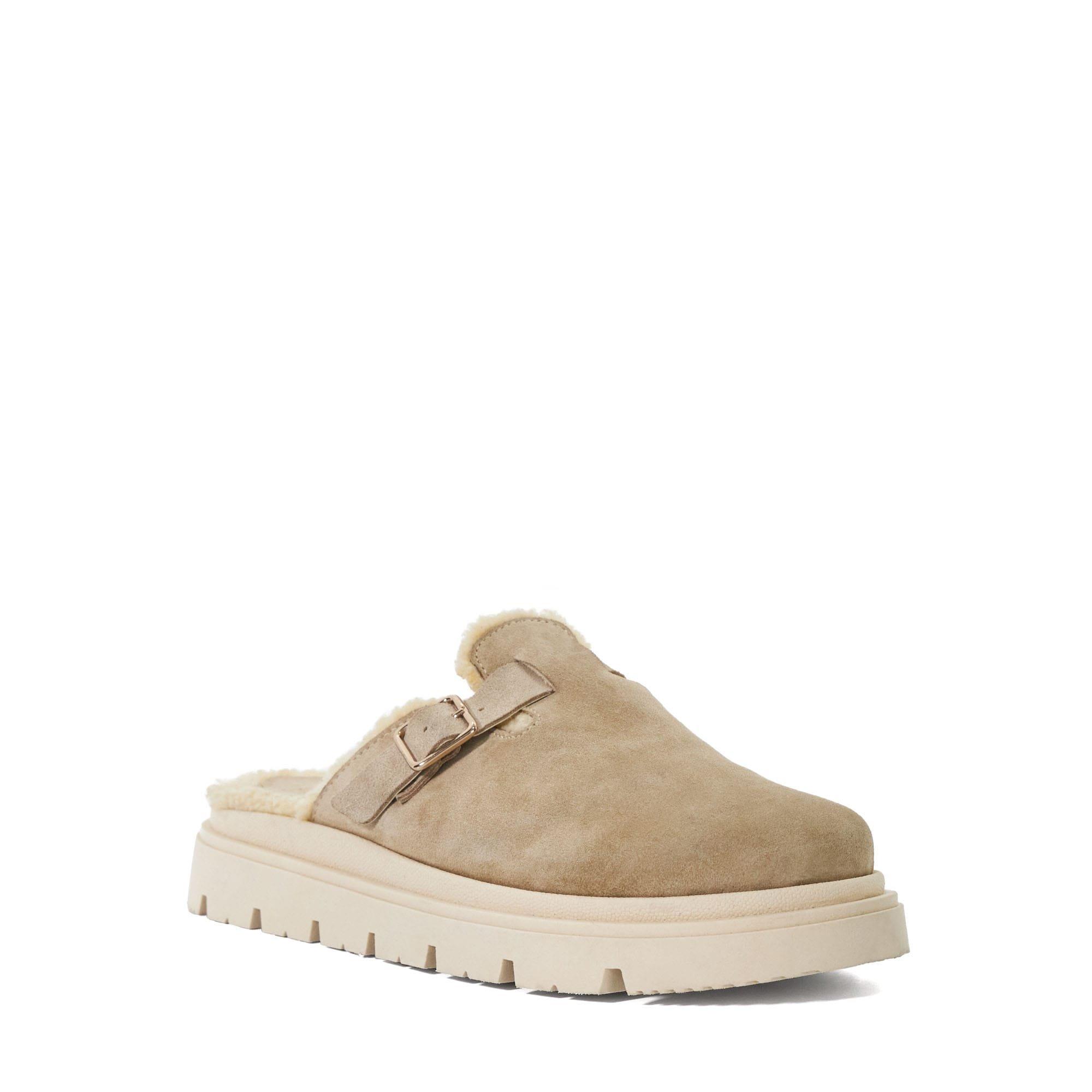Sand - Dune London - Gene Leather Faux Shearling Lined Clogs - 2