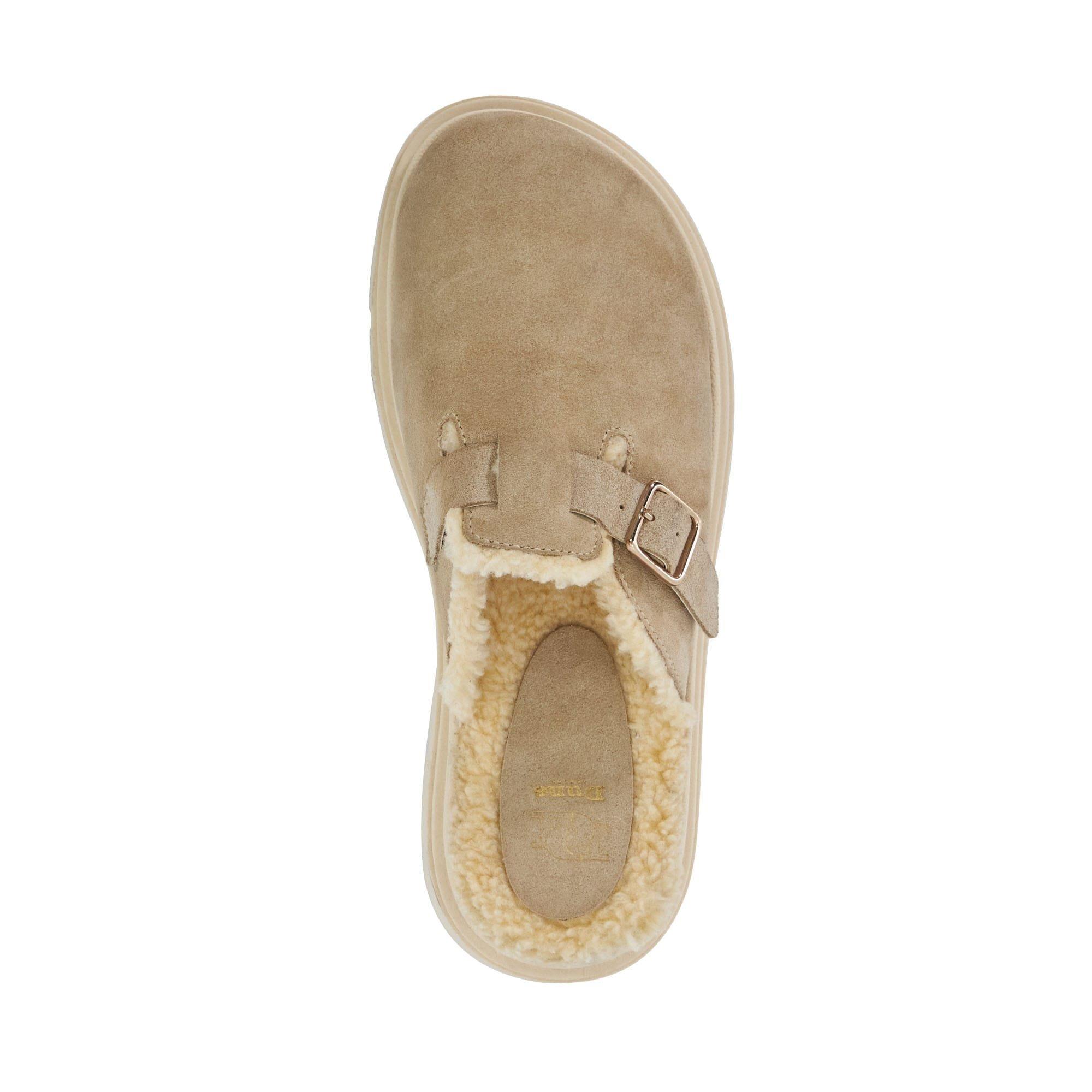 Sand - Dune London - Gene Leather Faux Shearling Lined Clogs - 4