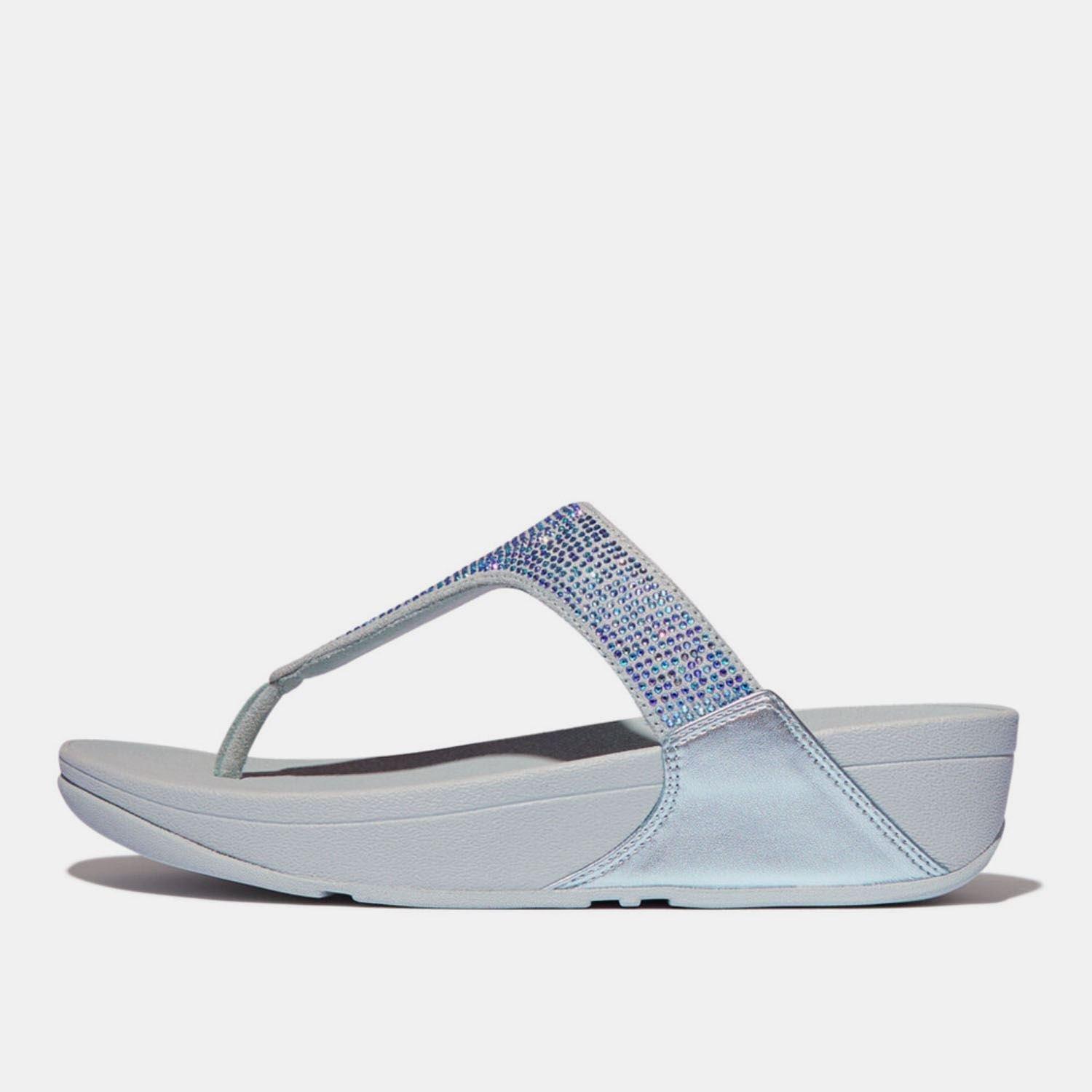 Blue - FitFlop - Lulu Crystal Toe-Post Sandals - 1