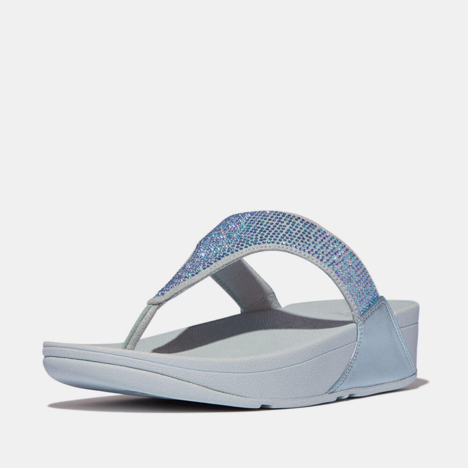 Blue - FitFlop - Lulu Crystal Toe-Post Sandals - 2