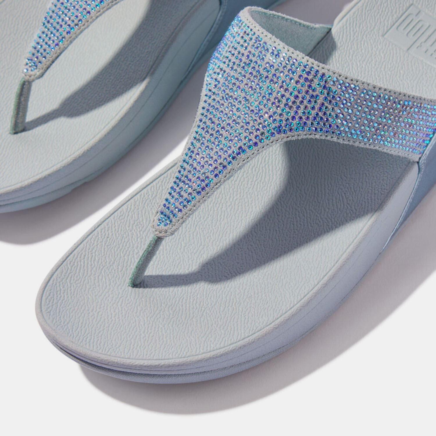 Blue - FitFlop - Lulu Crystal Toe-Post Sandals - 4