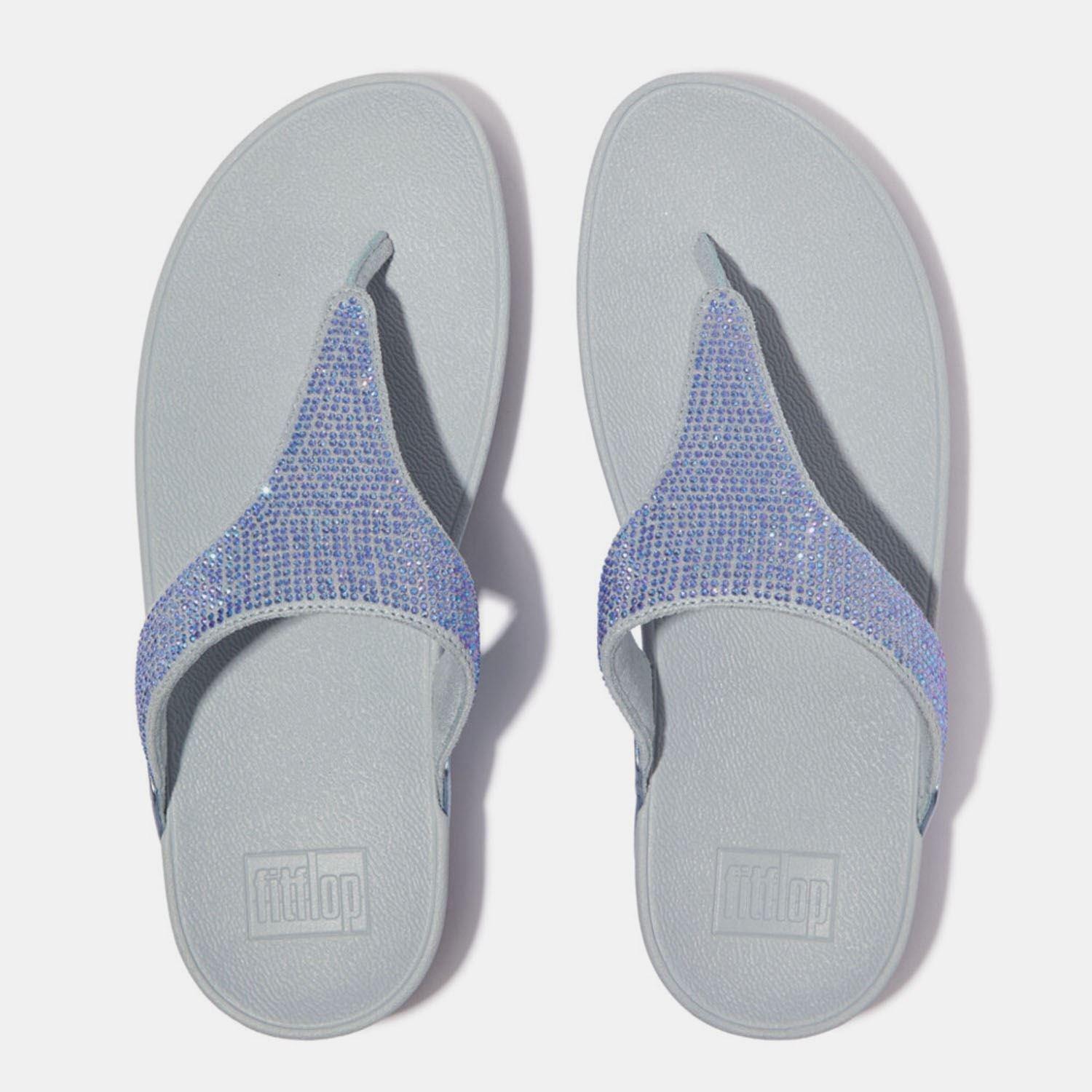 Blue - FitFlop - Lulu Crystal Toe-Post Sandals - 5