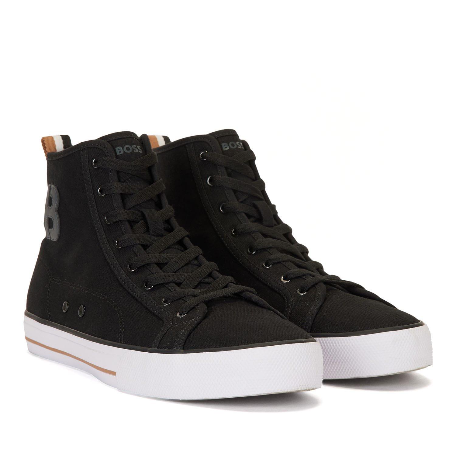 Black - Boss - Aiden Hi-Top Trainers - 2